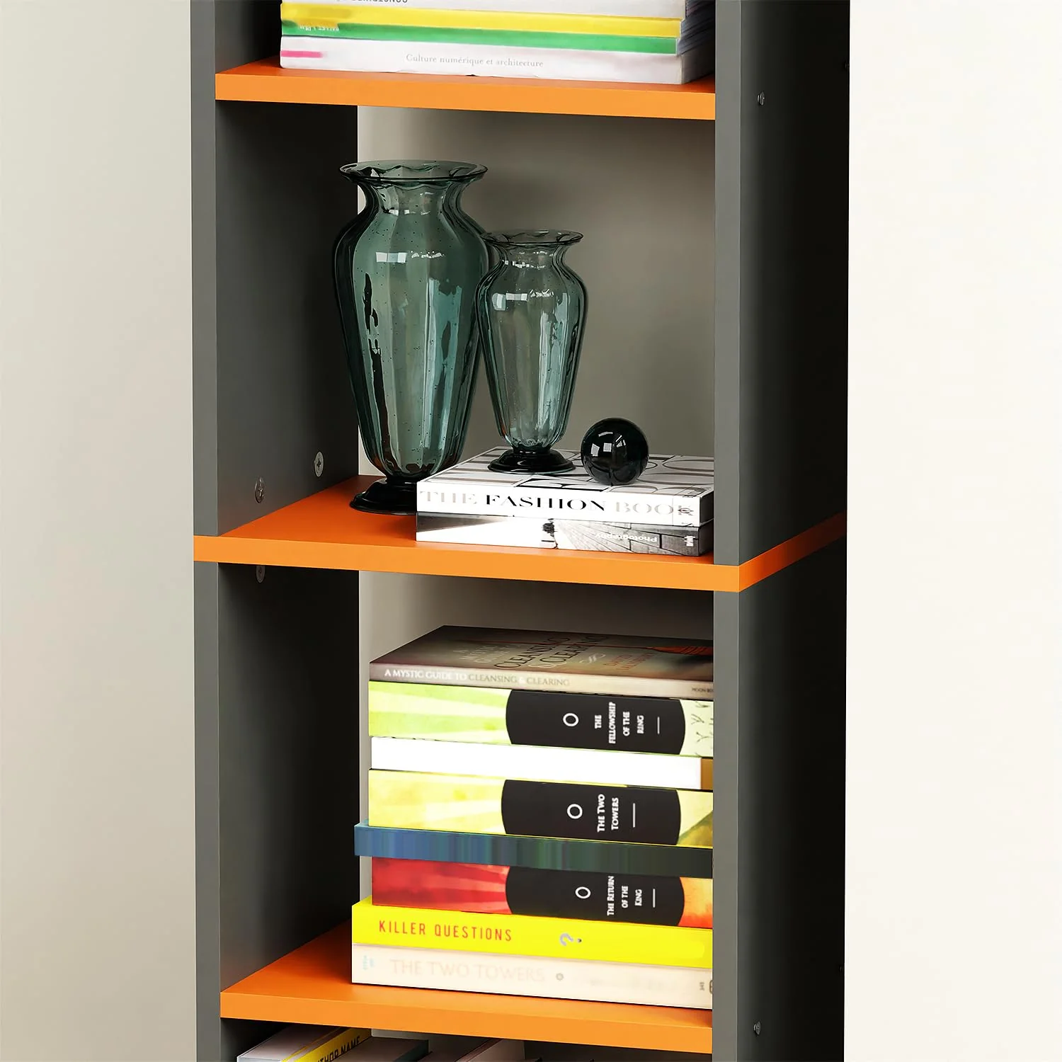 Lukzer 6 Layer Dual Tone Engineered Wood Bookshelf Multipurpose Rack (MR-005/Charcoal Ember) - Image 5