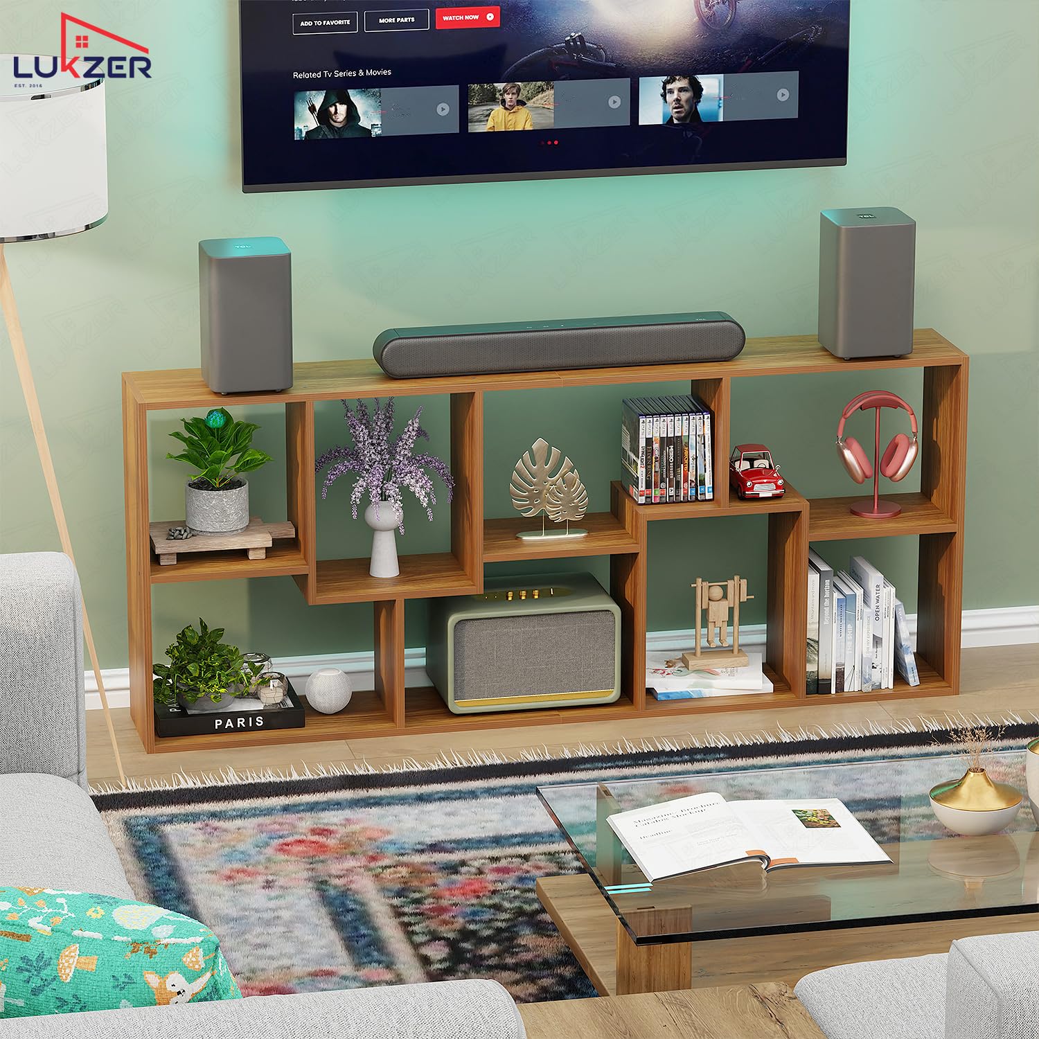 Lukzer 8 Shelves Modern Engineered Wood Book Shelf with Storage Display Rack (MR-004/Oak Brown) - Image 8