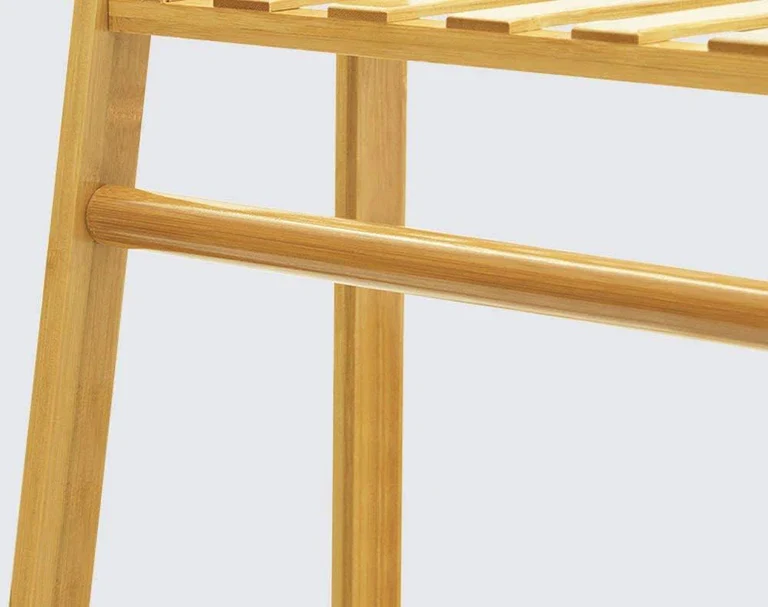 Lukzer Bamboo Garment Stand with Top & Bottom Shelves (CH-498) - Image 9