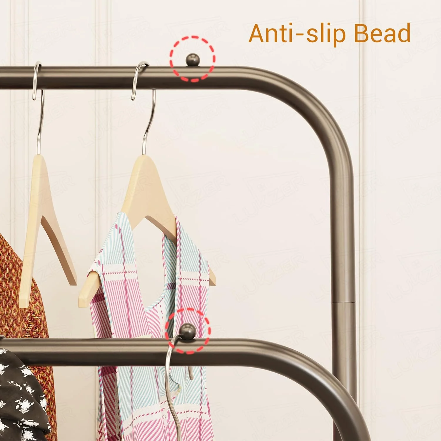 Lukzer Metal Cloth Stand with 2 Hanging Rods & Dual Storage Shelves (MGS-003/Black) - Image 8