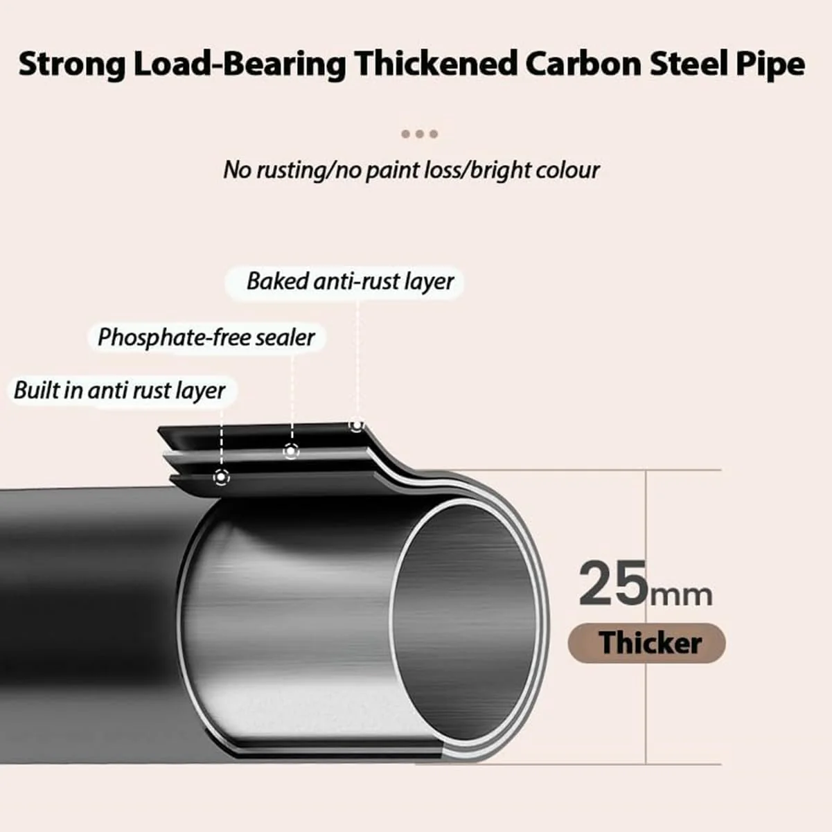 Lukzer Metal Double Rod Cloth Stand with Bottom Shelf & Wheels (MGS-006/Black) - Image 8