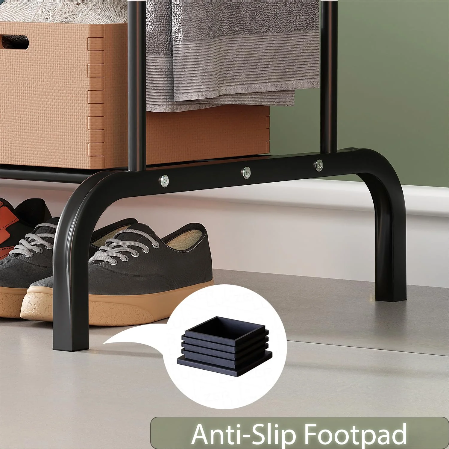 Lukzer Multifunctional Metal Garment Stand with Bottom Shelf (MGS-004/Black) - Image 7