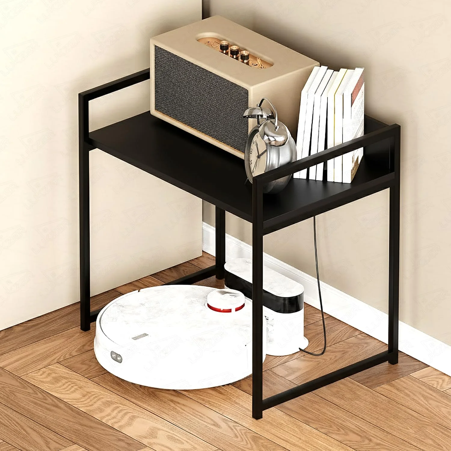 Lukzer 1-Tier Multipurpose Metal & Wood Kitchen Storage Rack (MKR-001/Black with Black) - Image 3