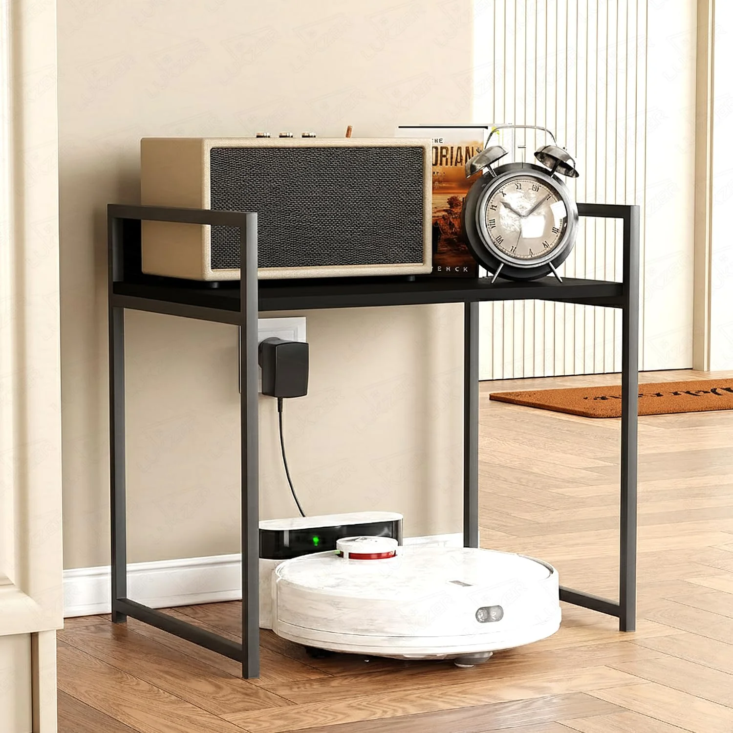 Lukzer 1-Tier Multipurpose Metal & Wood Kitchen Storage Rack (MKR-001/Black with Black) - Image 5