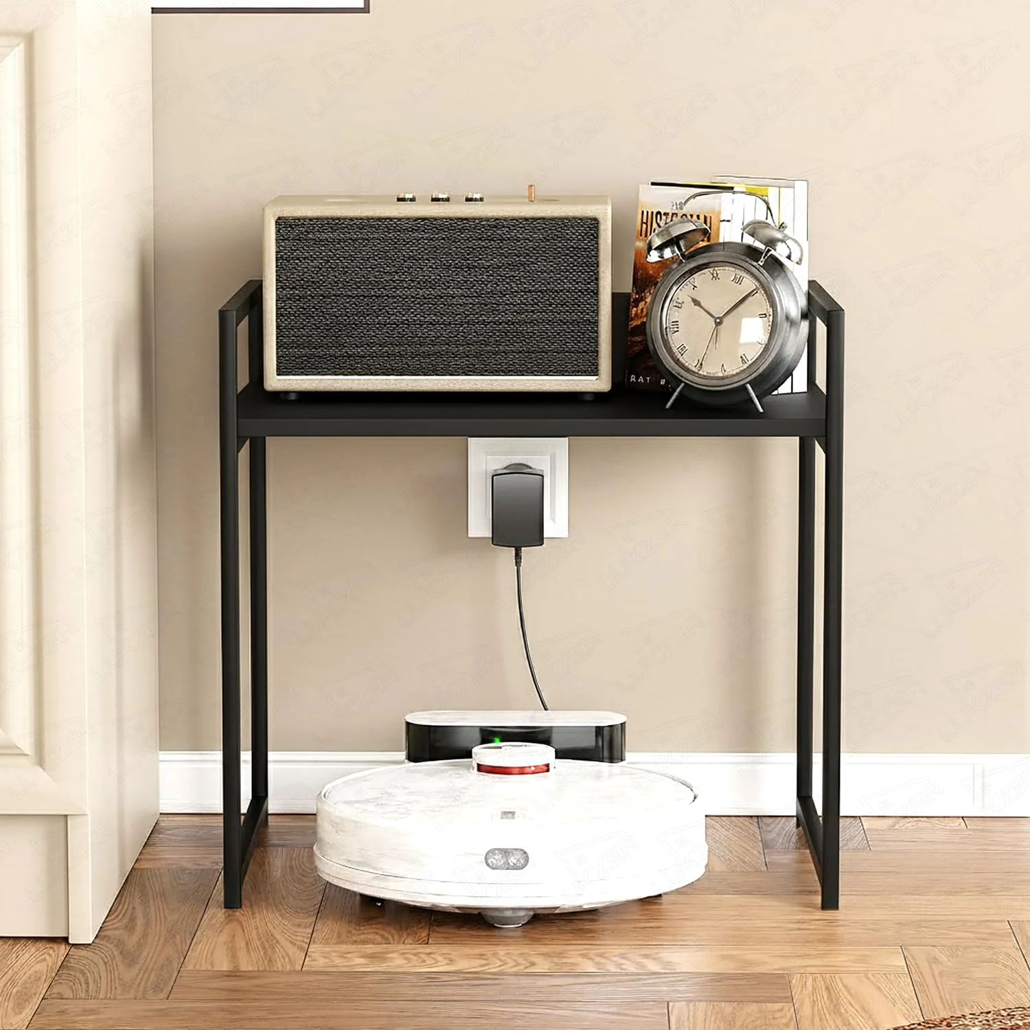 Lukzer 1-Tier Multipurpose Metal & Wood Kitchen Storage Rack (MKR-001/Black with Black) - Image 6