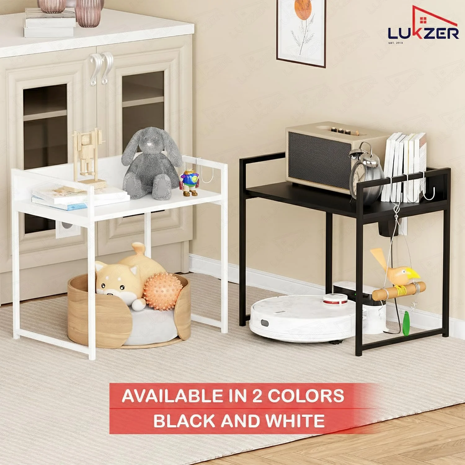 Lukzer 1-Tier Multipurpose Metal & Wood Kitchen Storage Rack (MKR-001/Black with Black) - Image 7