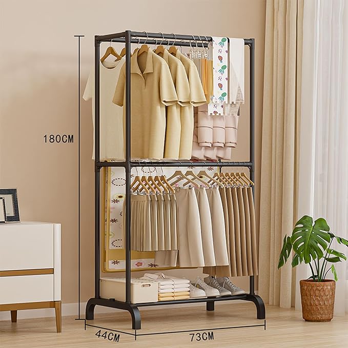 Lukzer 2-Tier Freestanding Metal Clothes & Coat Rack Garment Organizer (CGS-003/Black) - Image 4