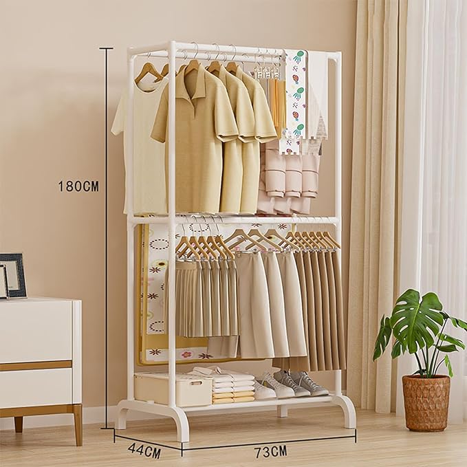 Lukzer 2-Tier Freestanding Metal Clothes & Coat Rack Garment Organizer (CGS-003/White) - Image 5