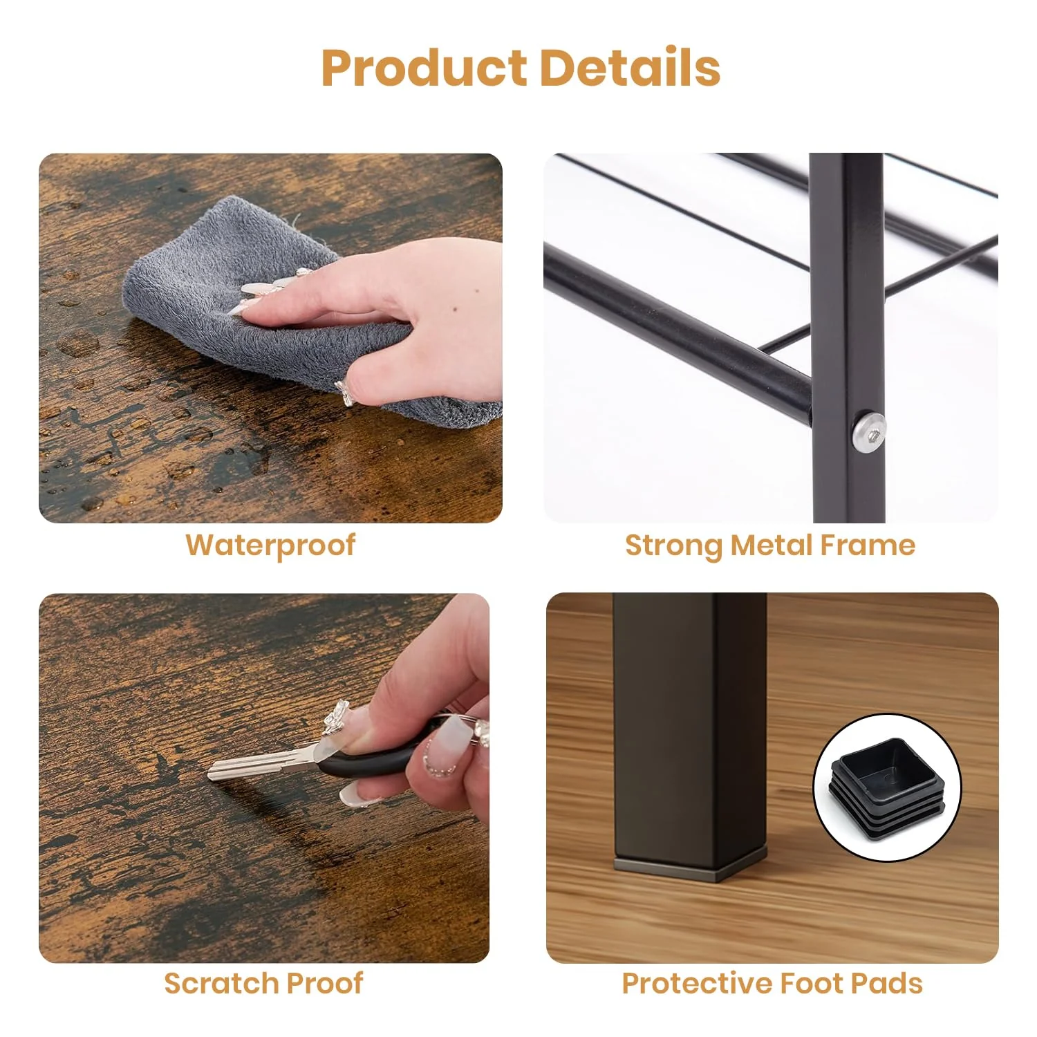 Lukzer 3-tier Metal & Wooden Multipurpose Storage Organiser Rack (Black) - Image 5