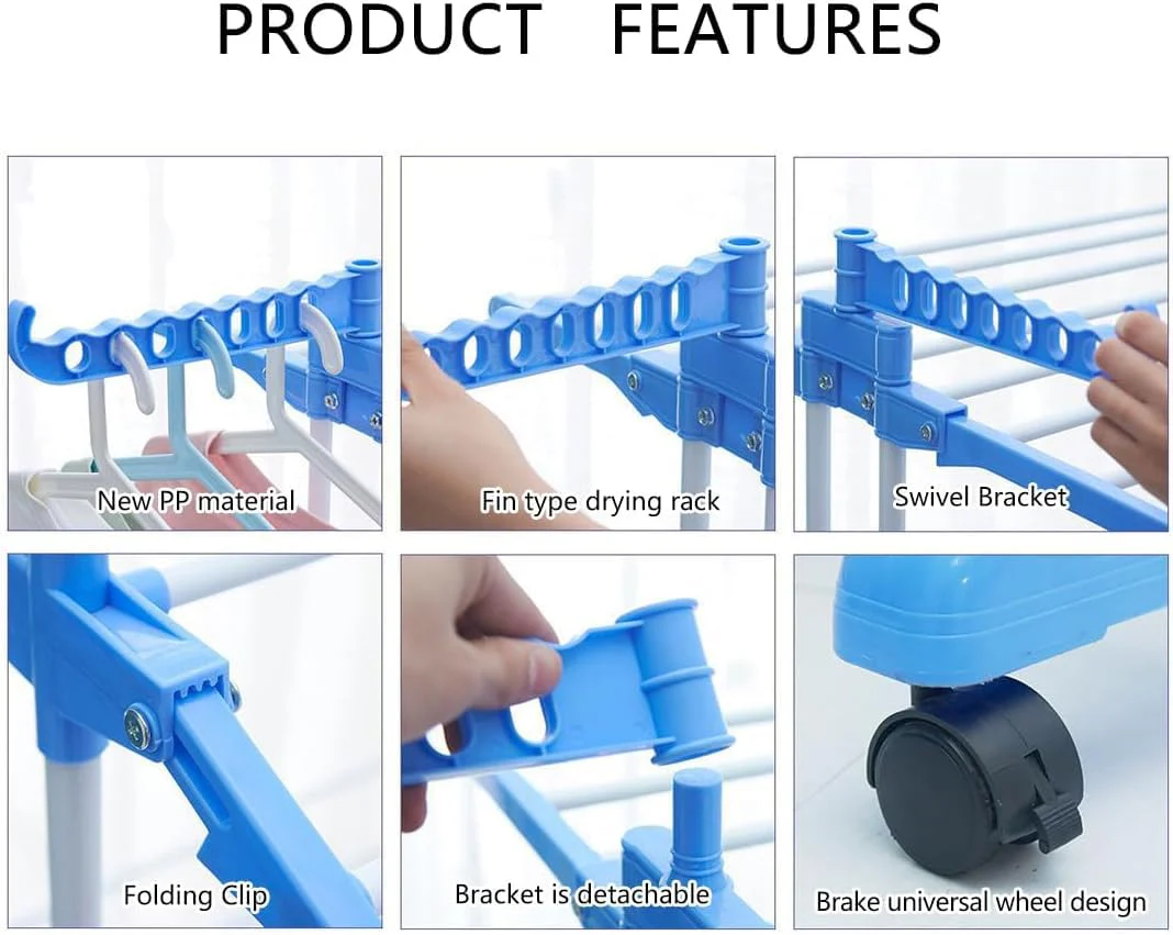 Lukzer 3-Tier Foldable Clothes Drying Rack with Wheels | Stainless Steel Laundry Stand | Space-Saving, Heavy-Duty, Rust-Resistant for Indoor Outdoor Use – Towels, Clothes, Bedsheets - Image 8