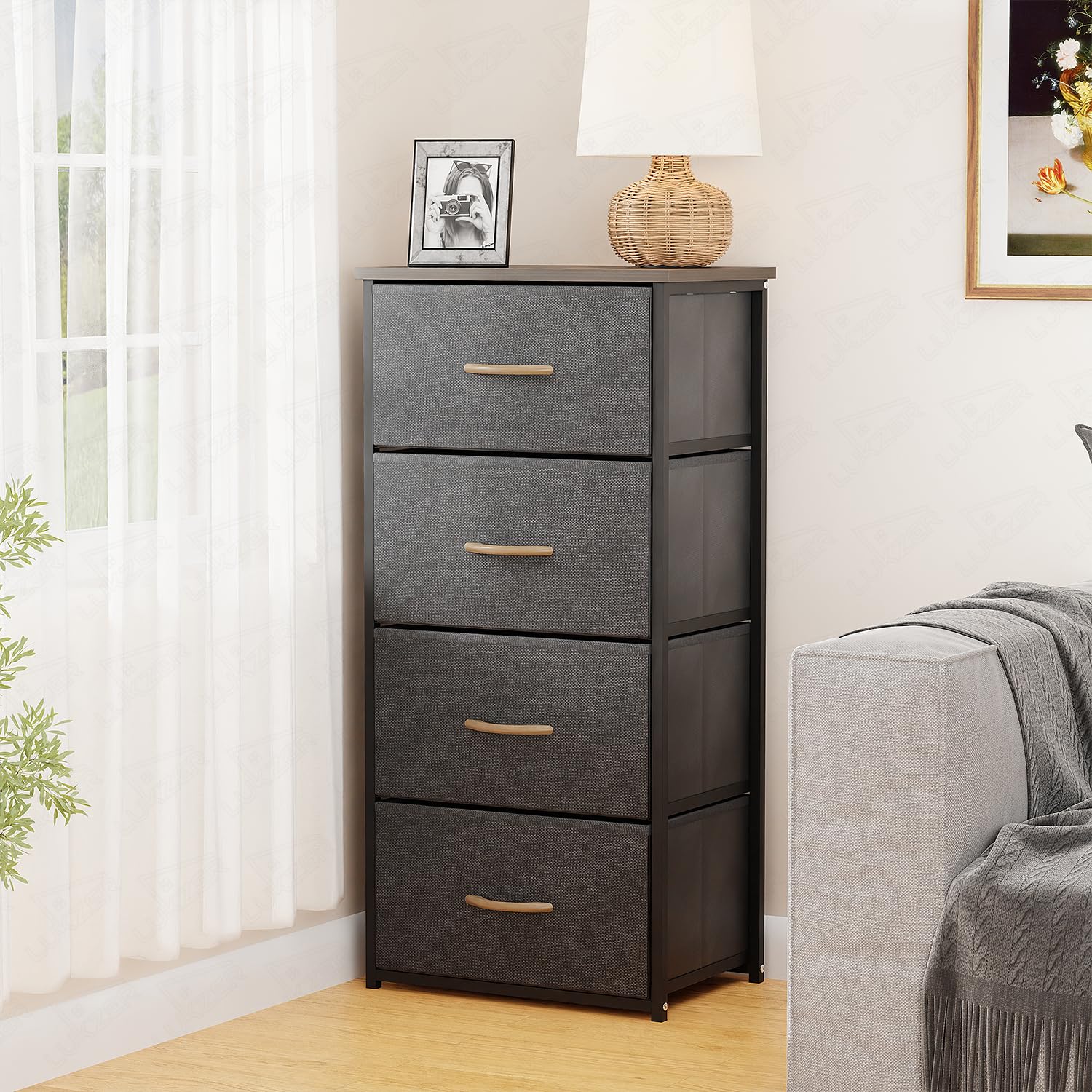 Lukzer 4-Drawer Fabric Storage Organizer for Closet (MMR-002/Black & Wenge) - Image 4