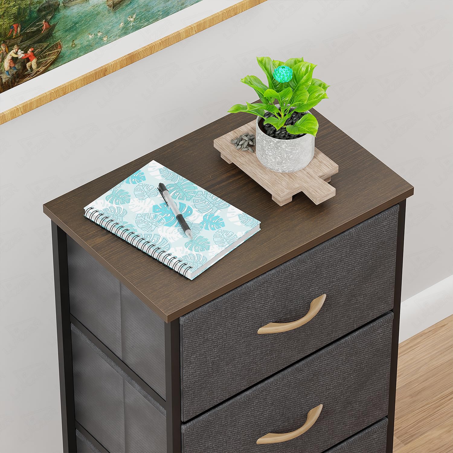 Lukzer 4-Drawer Fabric Storage Organizer for Closet (MMR-002/Black & Wenge) - Image 5