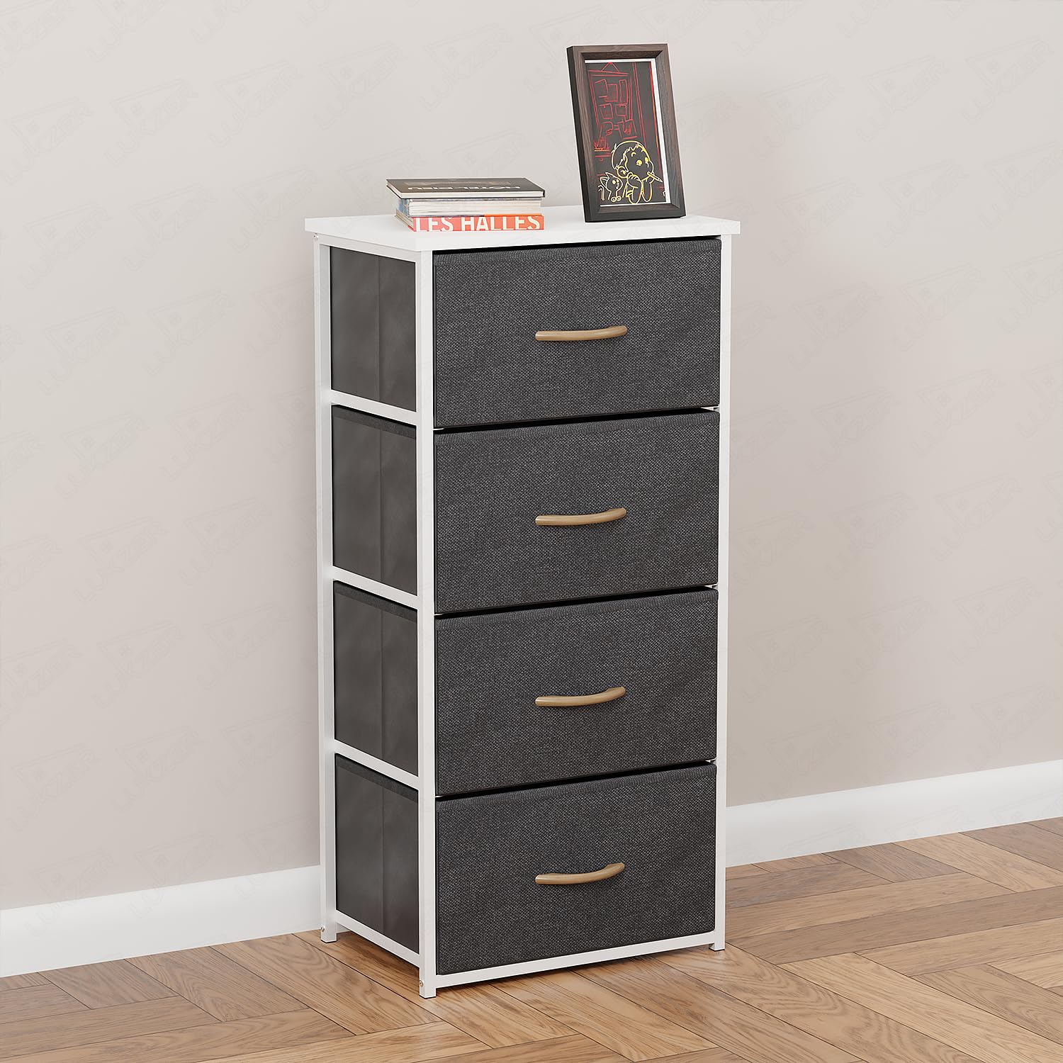 Lukzer 4-Drawer Fabric Storage Organizer for Closet (MMR-002/White & White) - Image 10