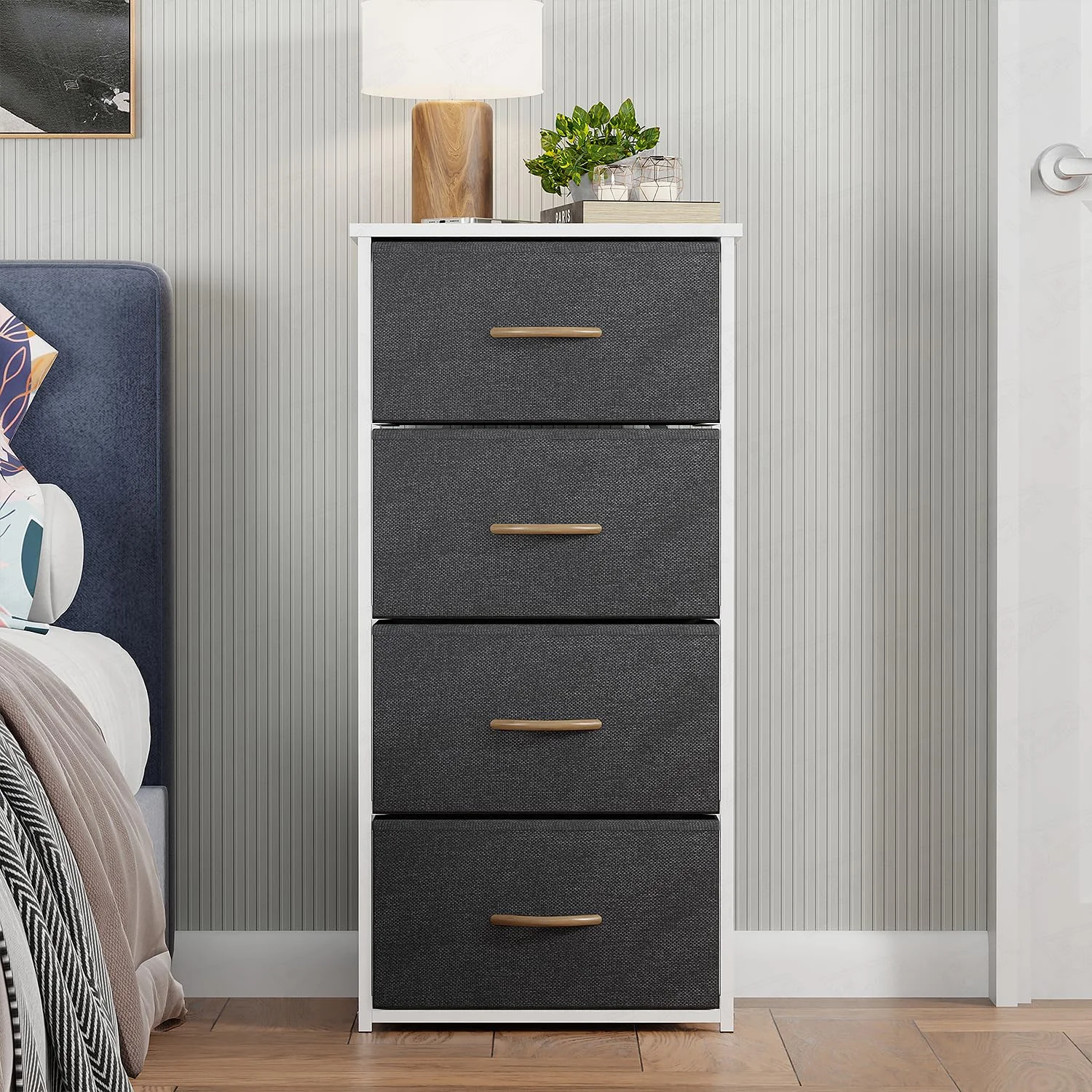 Lukzer 4-Drawer Fabric Storage Organizer for Closet (MMR-002/White & White) - Image 7