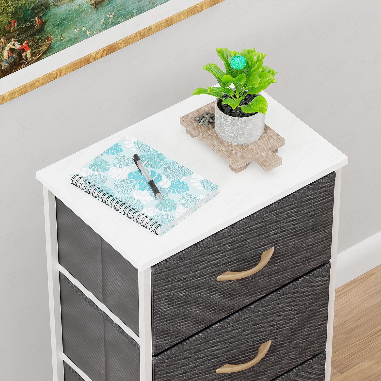 Lukzer 4-Drawer Fabric Storage Organizer for Closet (MMR-002/White & White) - Image 8