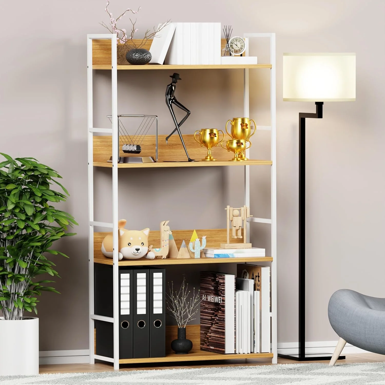 Lukzer 4-Layer Multipurpose Home Organiser Rack (MMR-001/White & Oak Light) - Image 6