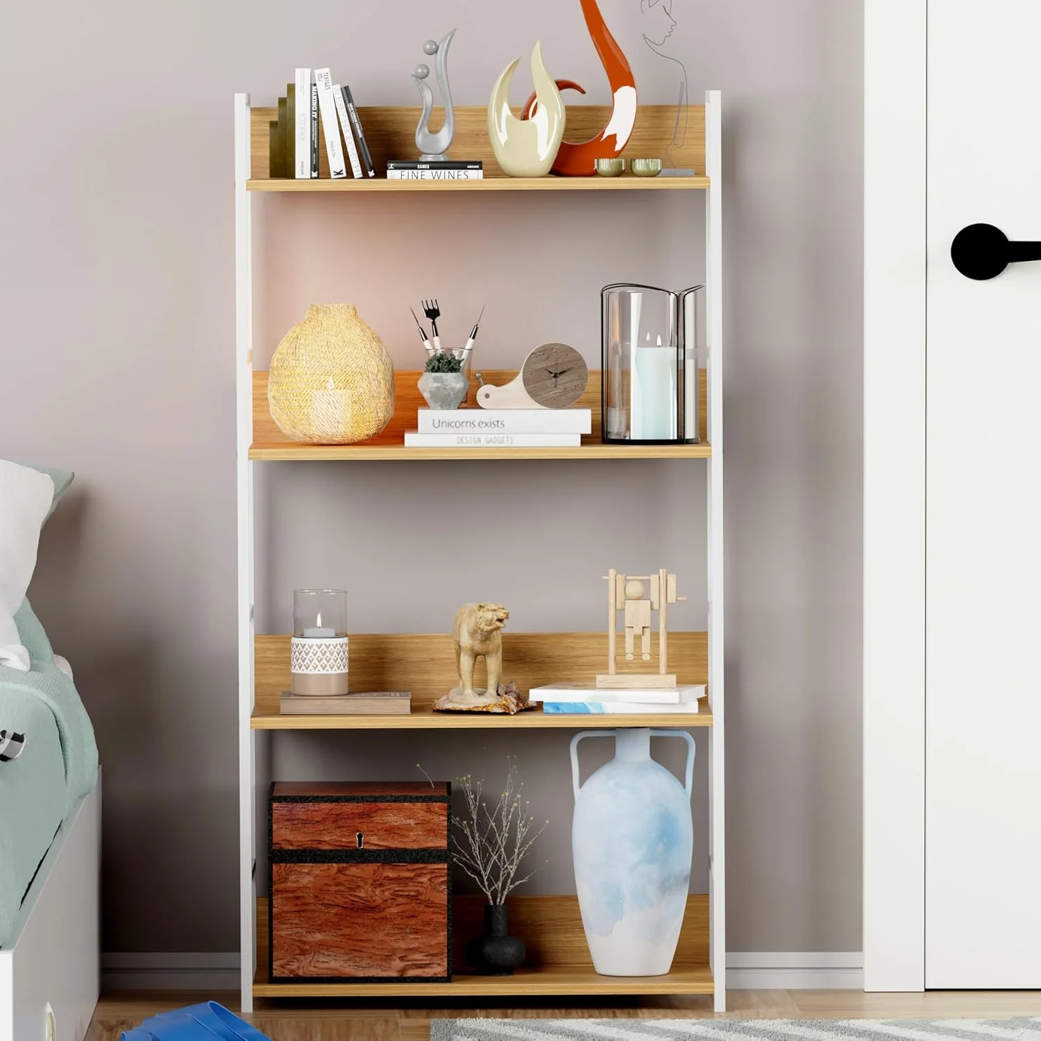 Lukzer 4-Layer Multipurpose Home Organiser Rack (MMR-001/White & Oak Light) - Image 7