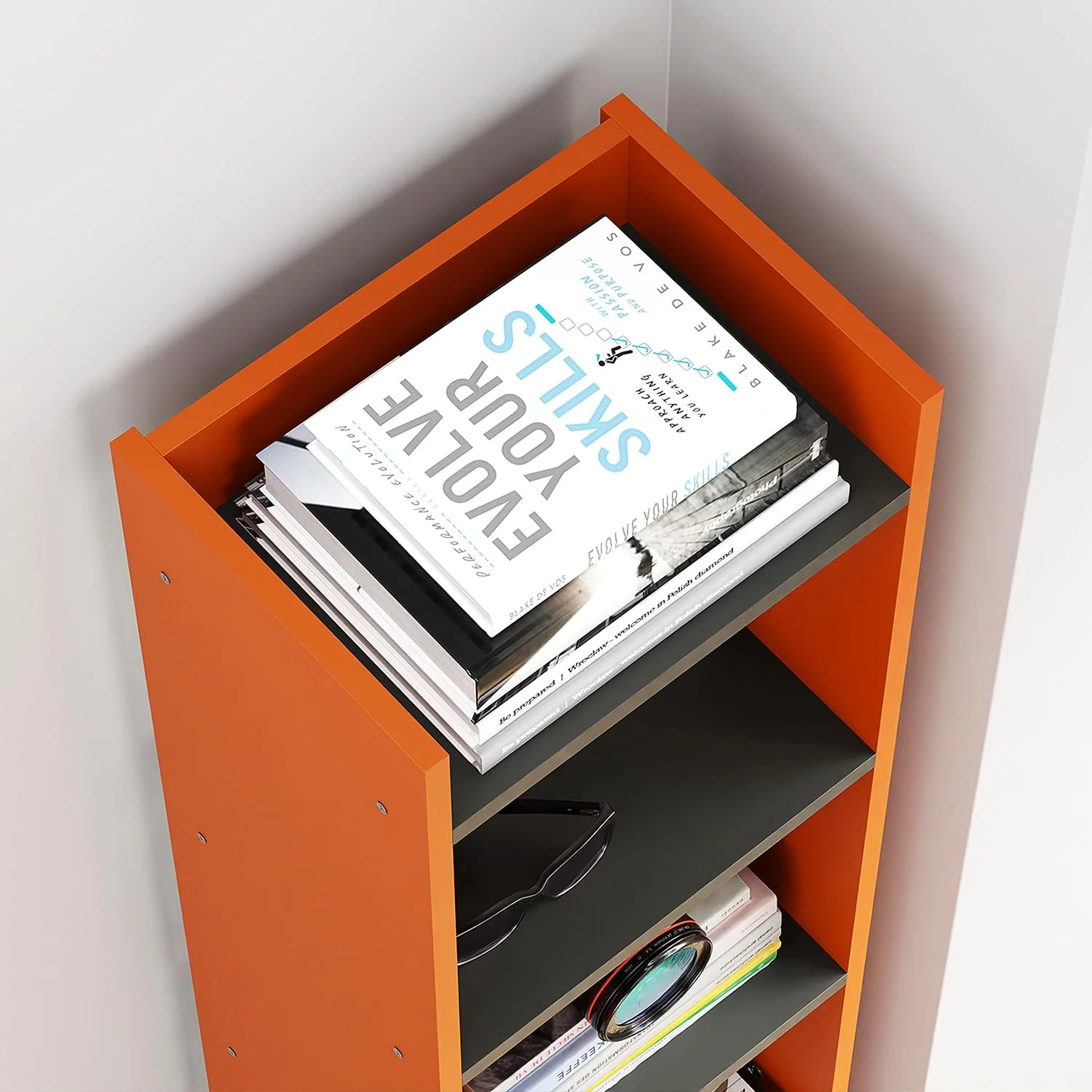 Lukzer 6 Layer Dual Tone Engineered Wood Bookshelf Multipurpose Rack (MR-005/Lavamist) - Image 5