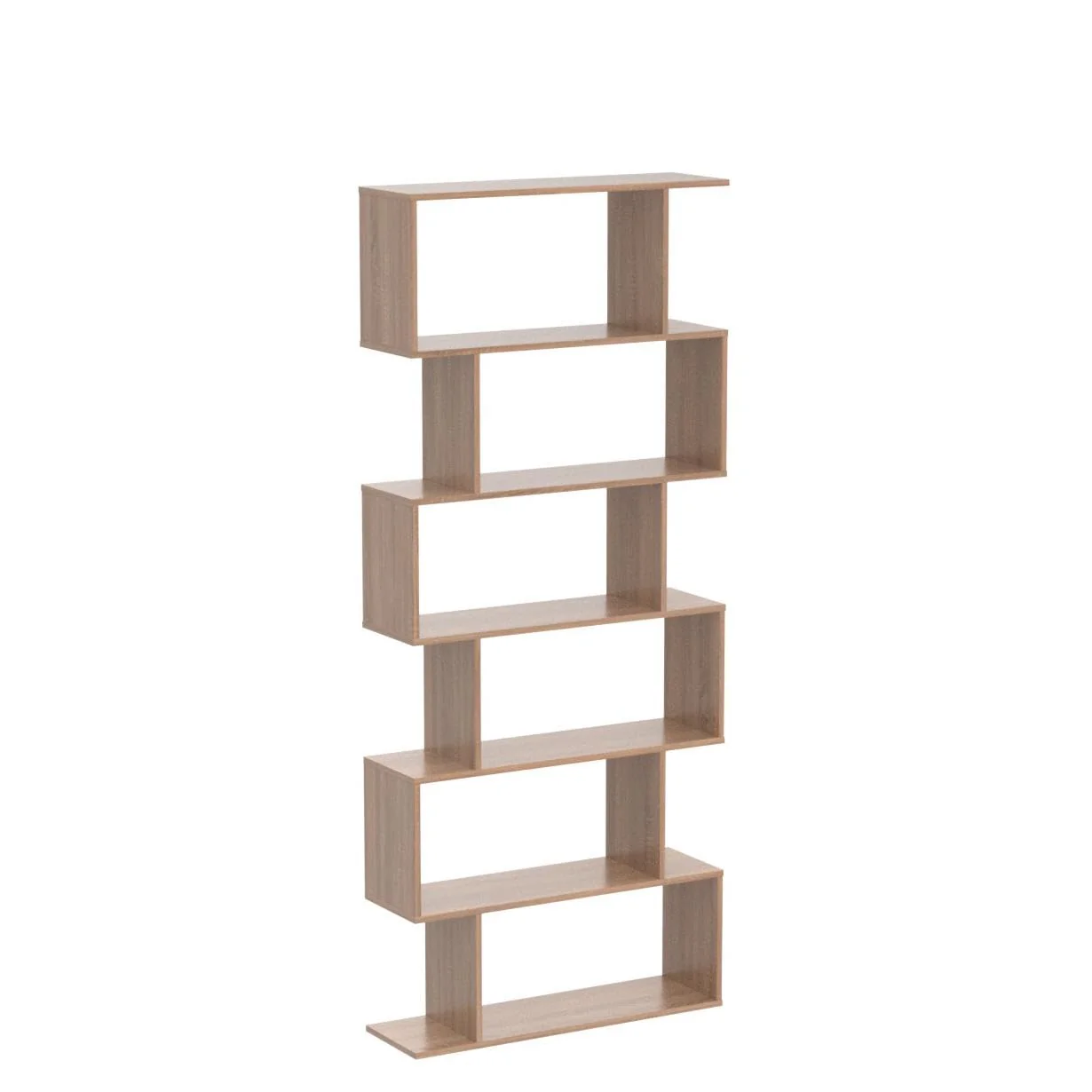 Lukzer 6-Layer S-Shaped Ladder Engineered Wood Open Bookshelf Rack (MR-002, Light Oak) - Image 4