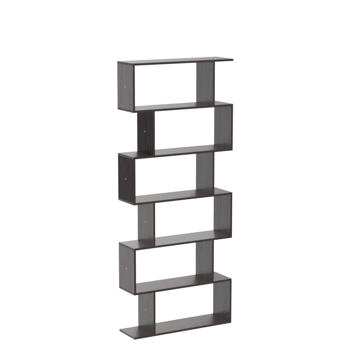 Lukzer 6-Layer S-Shaped Ladder Engineered Wood Open Bookshelf Rack (MR-002, Wenge) - Image 4