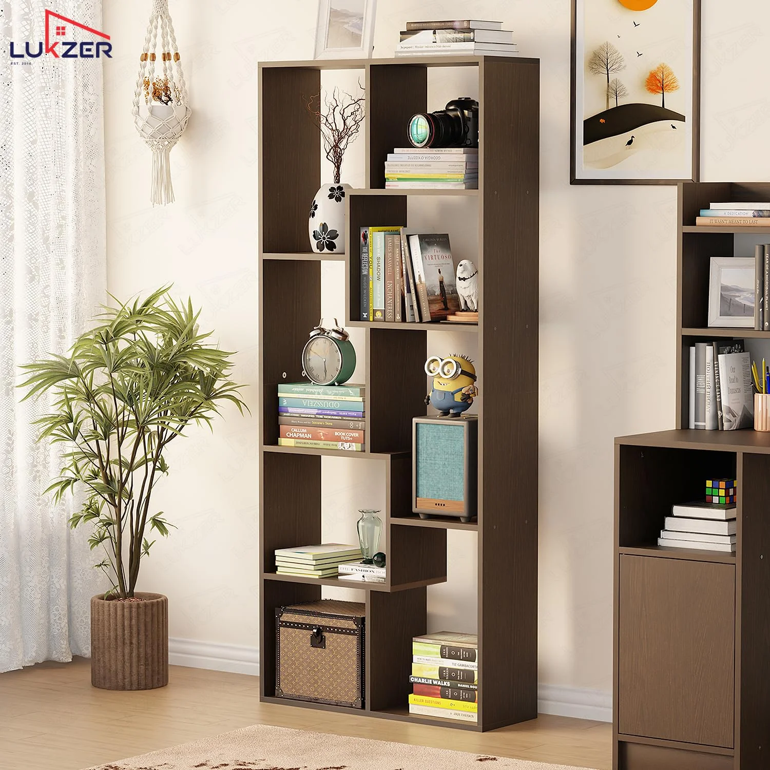 Lukzer 8 Shelves Modern Engineered Wood Book Shelf with Storage Display Rack (MR-004/Wenge) - Image 4