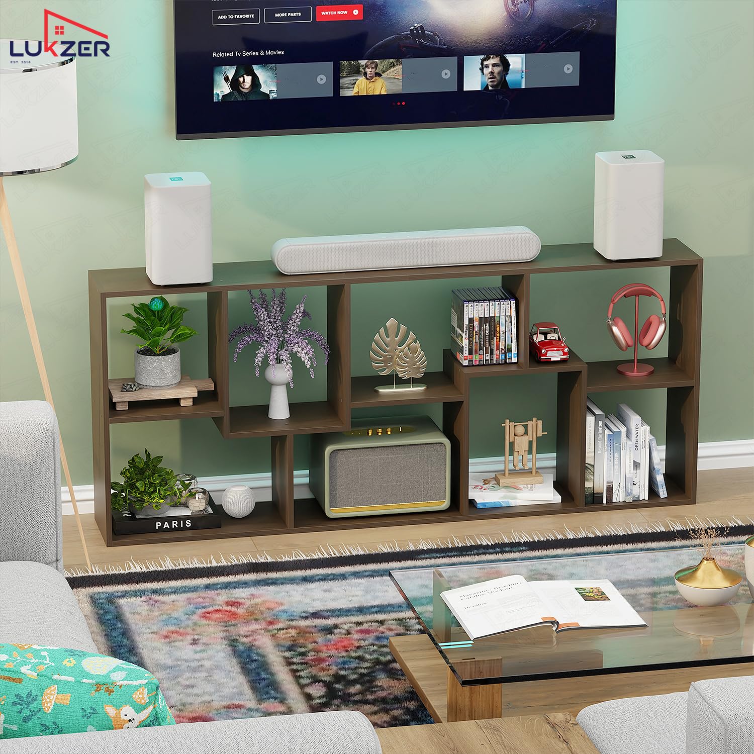 Lukzer 8 Shelves Modern Engineered Wood Book Shelf with Storage Display Rack (MR-004/Wenge) - Image 8