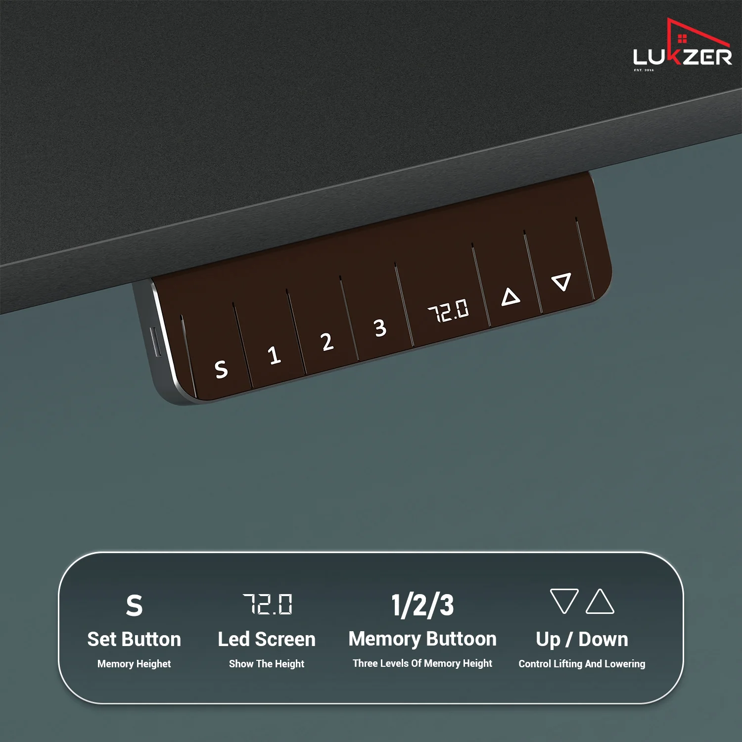 Lukzer Electric Height Adjustable Desk with USB & Type-C Study Table (EST-003/UC-Black & Black) - Image 4