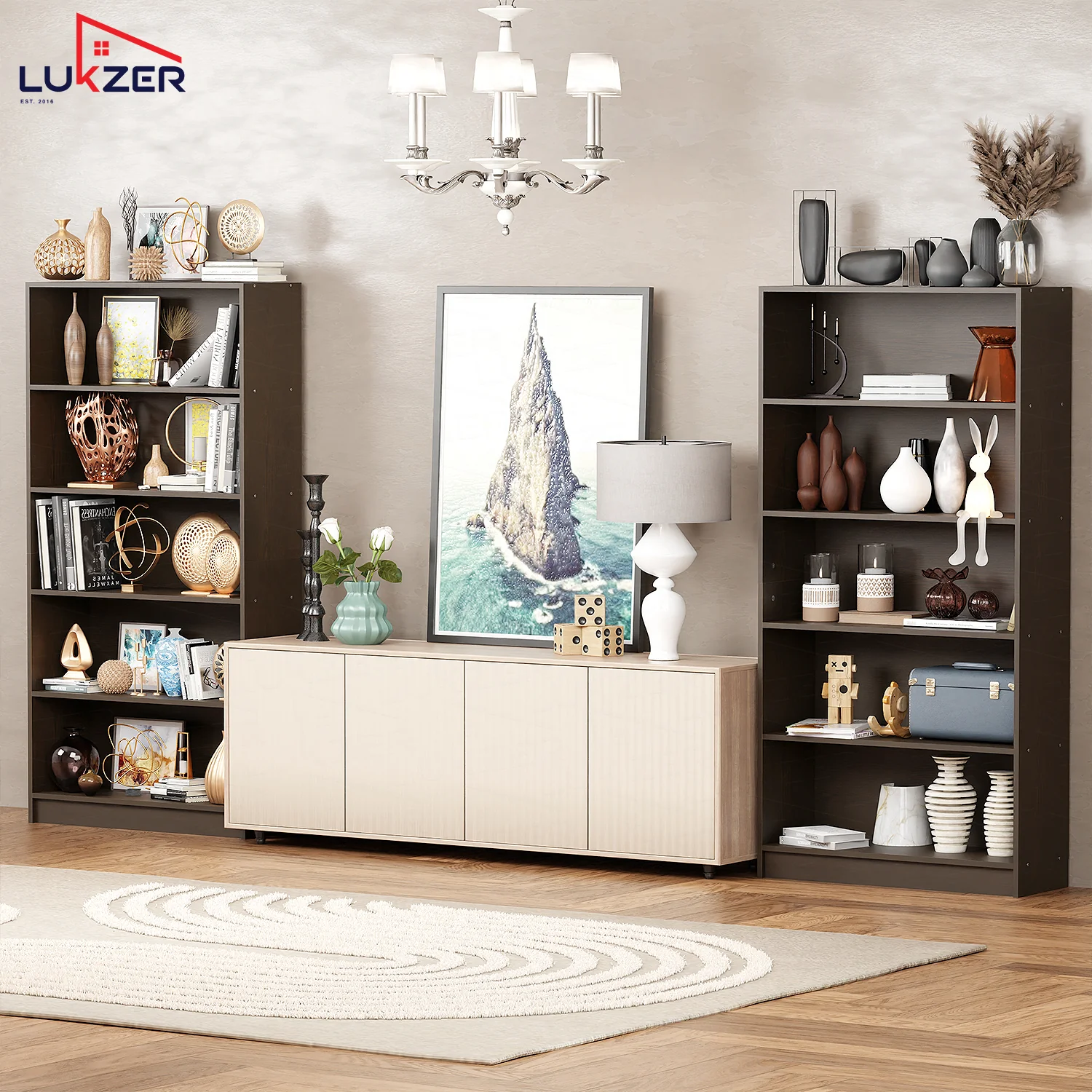 Lukzer Engineered Wood 6 Tier Bookcase Open Bookshelf & Display Rack (MR-032/Oak Brown) - Image 5