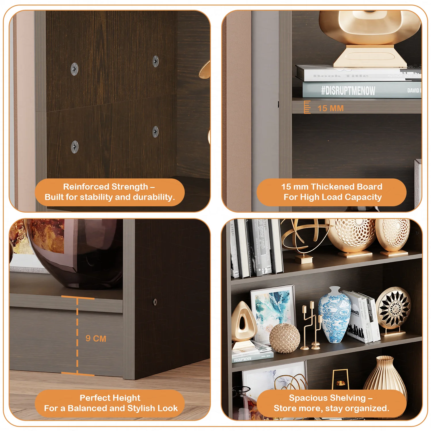 Lukzer Engineered Wood 6 Tier Bookcase Open Bookshelf & Display Rack (MR-032/Oak Brown) - Image 8