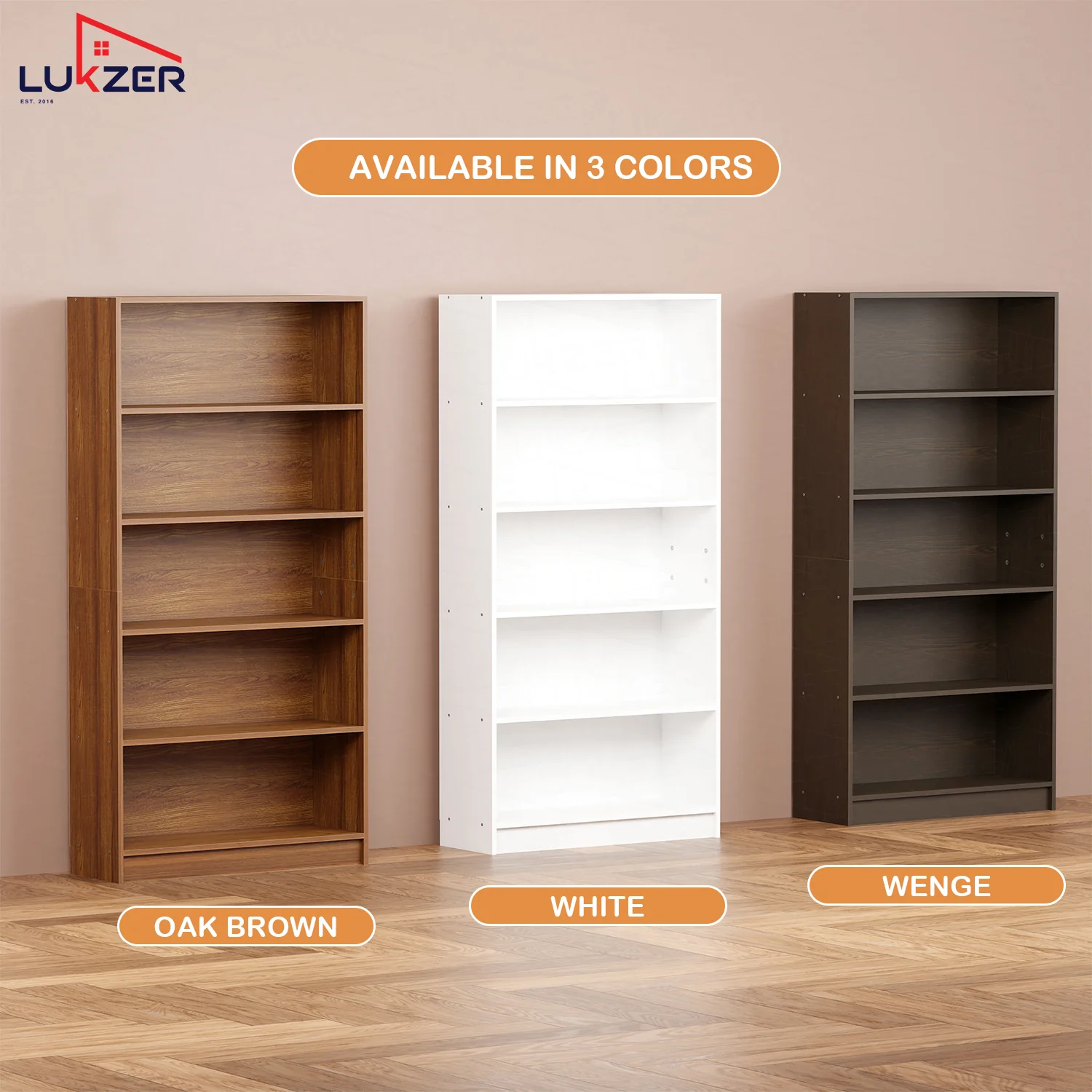 Lukzer Engineered Wood 6 Tier Bookcase Open Bookshelf & Display Rack (MR-032/Oak Brown) - Image 9