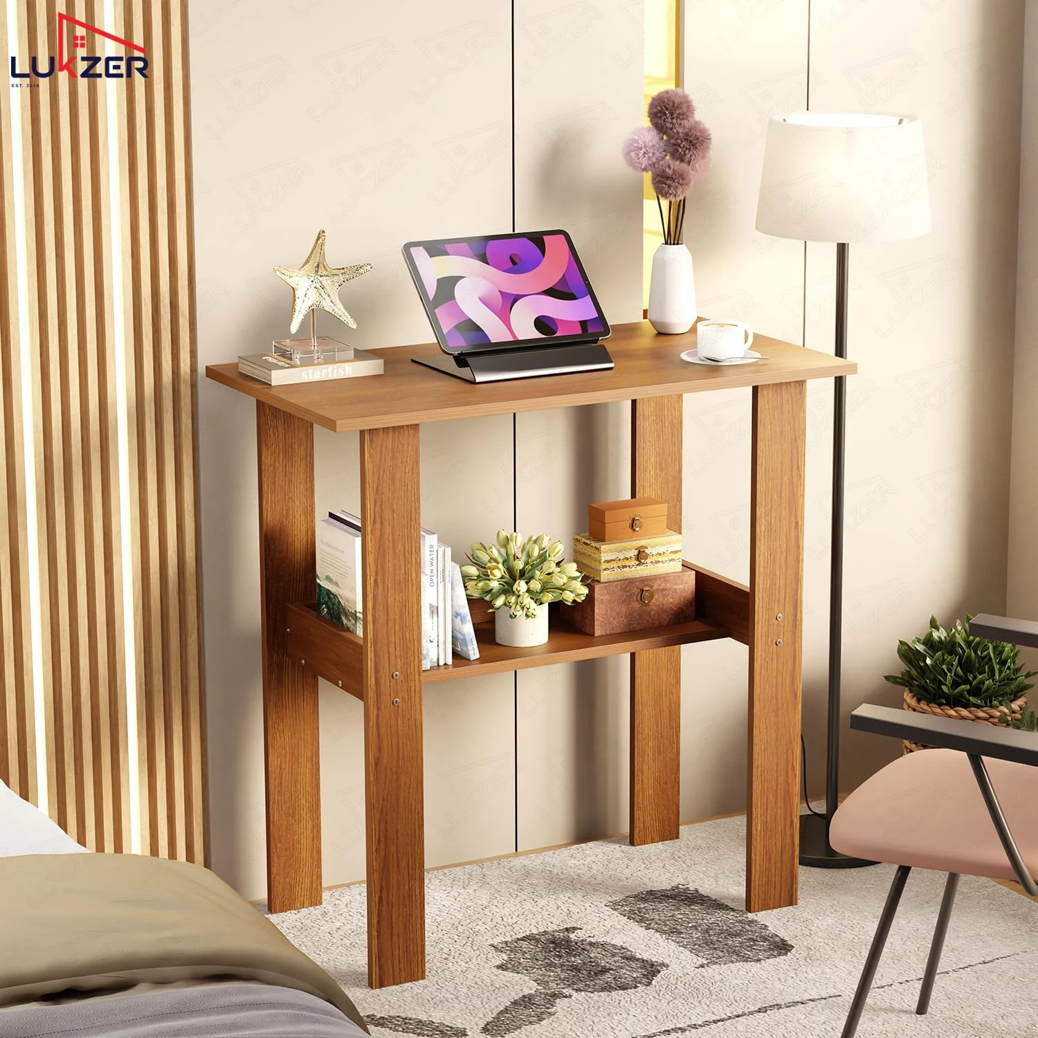 Lukzer Engineered Wood Kids Study Table with Open Shelf (ST-004S/Oak Brown) - Image 7