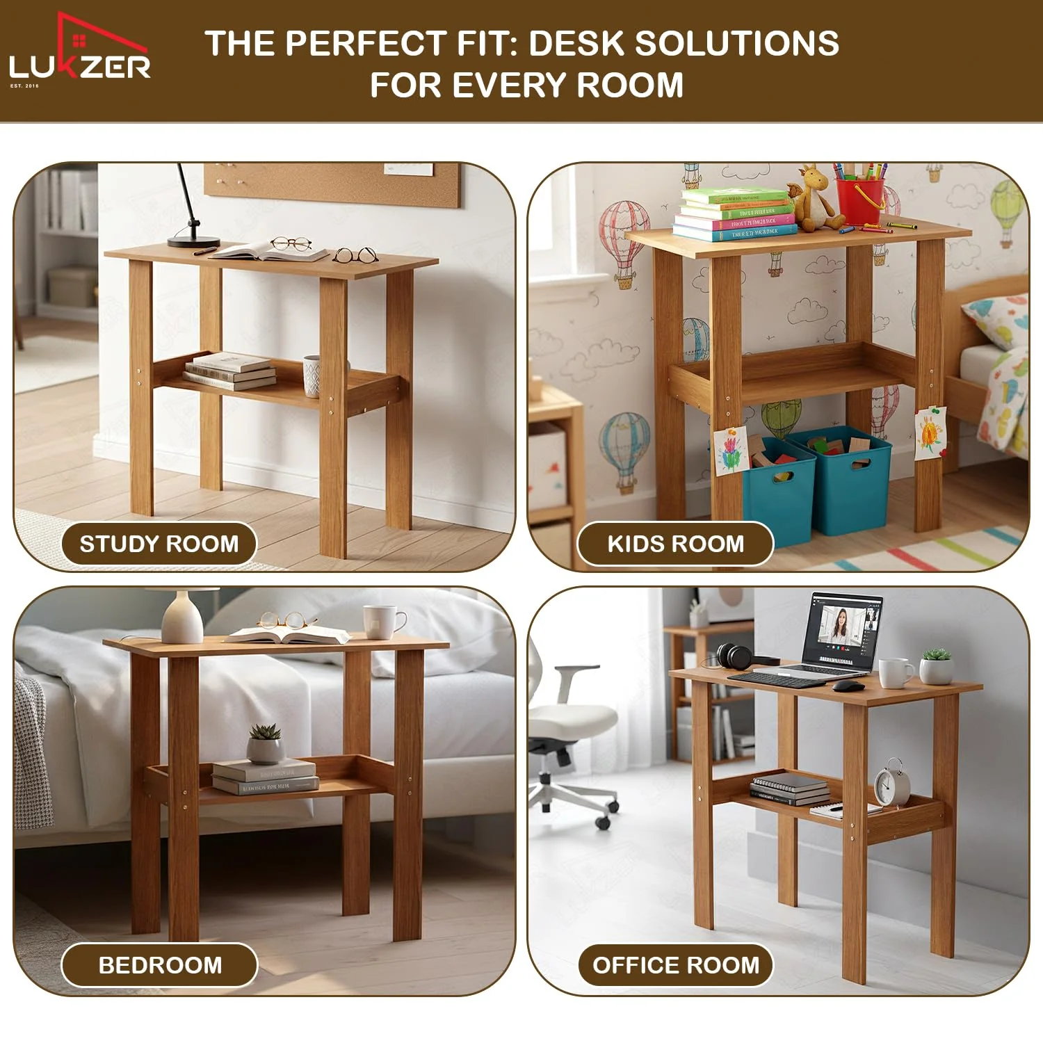 Lukzer Engineered Wood Kids Study Table with Open Shelf (ST-004S/Oak Brown) - Image 9