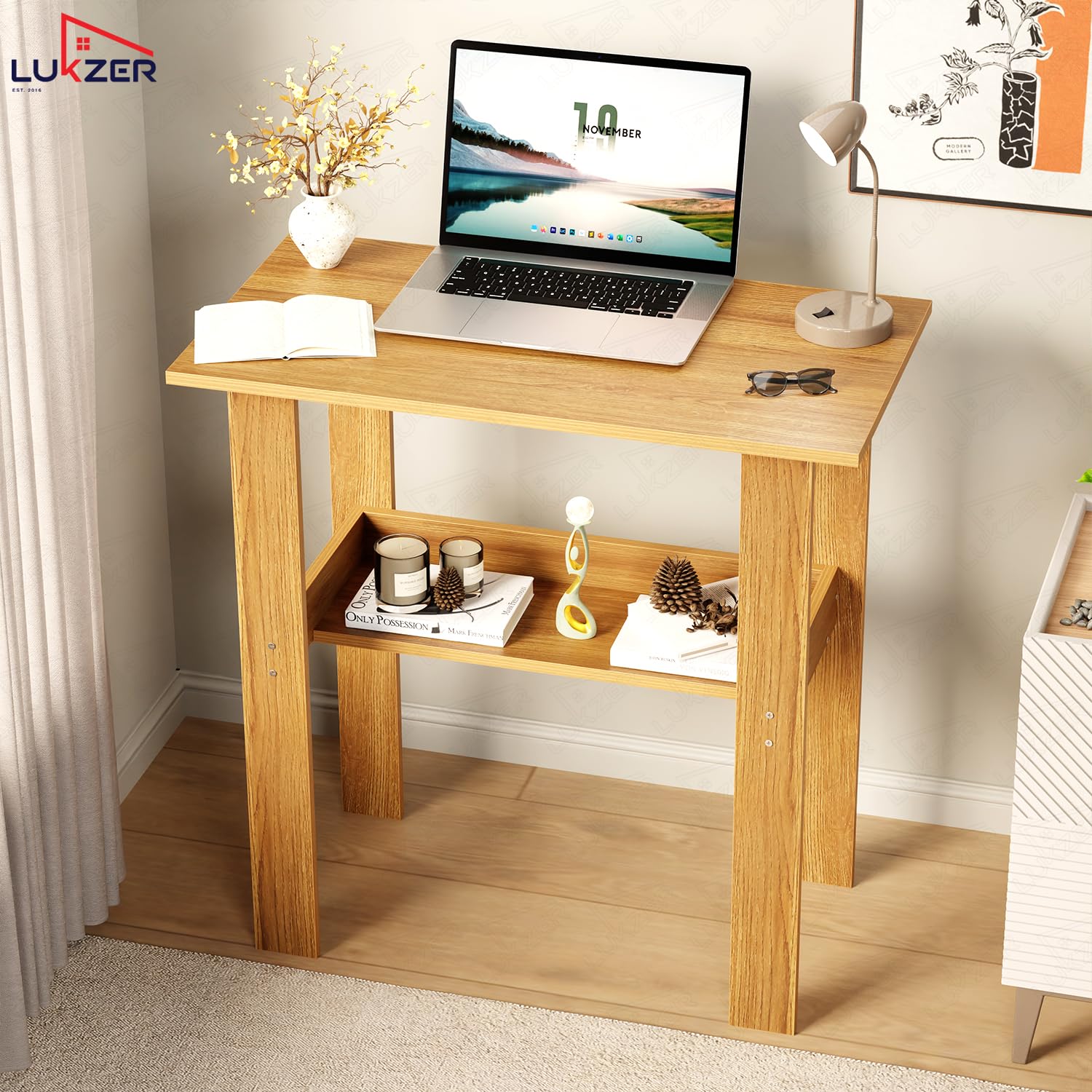 Lukzer Engineered Wood Kids Study Table with Open Shelf (ST-004S/Oak Light) - Image 3