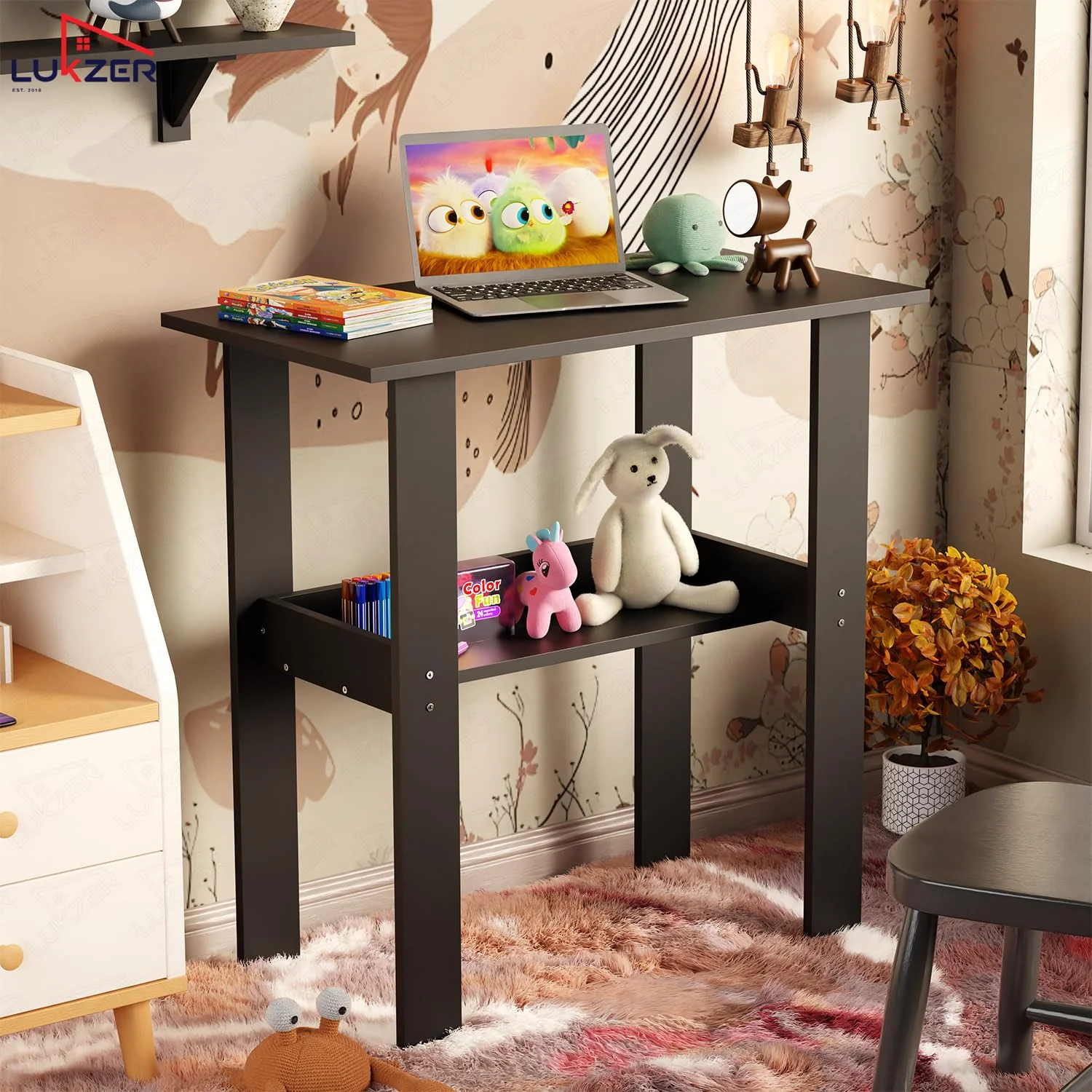 Lukzer Engineered Wood Kids Study Table with Open Shelf (ST-004S/Wenge) - Image 4