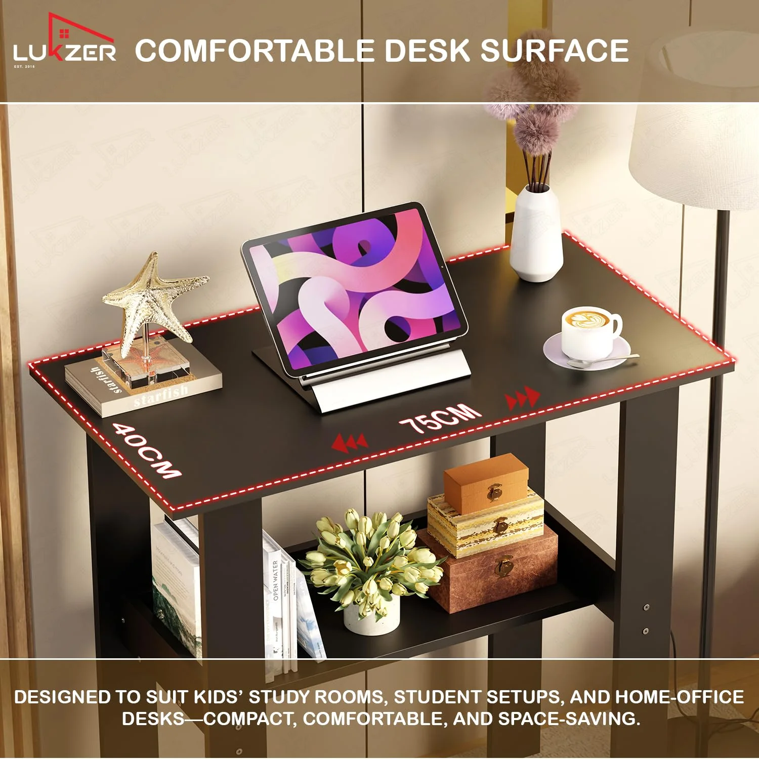 Lukzer Engineered Wood Kids Study Table with Open Shelf (ST-004S/Wenge) - Image 8