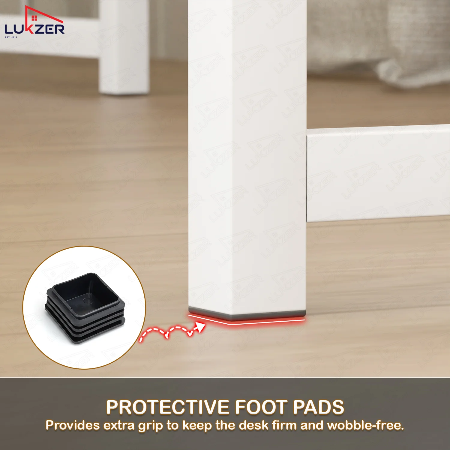 Lukzer Engineered Wood L-Shaped Corner Study and Computer Table for Home or Office (MST-007) white & white - Image 4