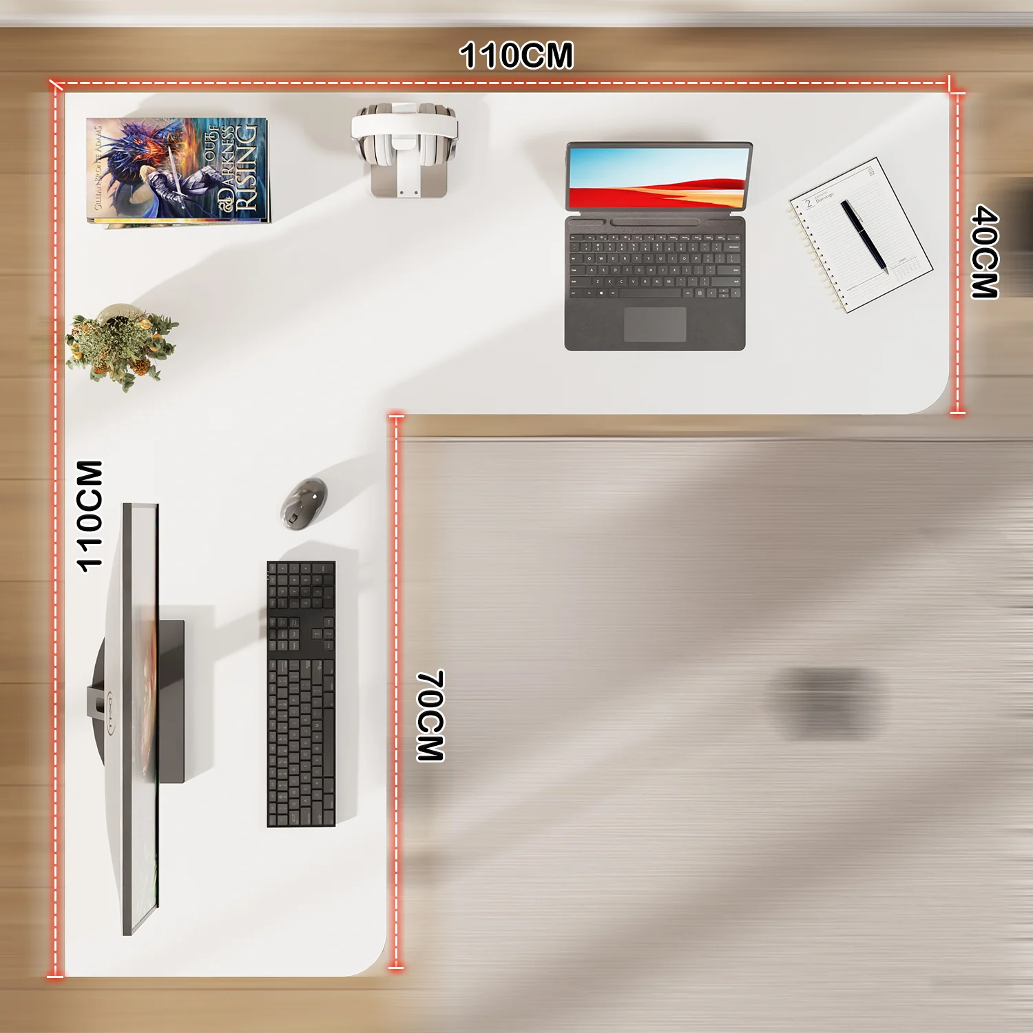 Lukzer Engineered Wood L-Shaped Corner Study and Computer Table for Home or Office (MST-007) white & white - Image 5