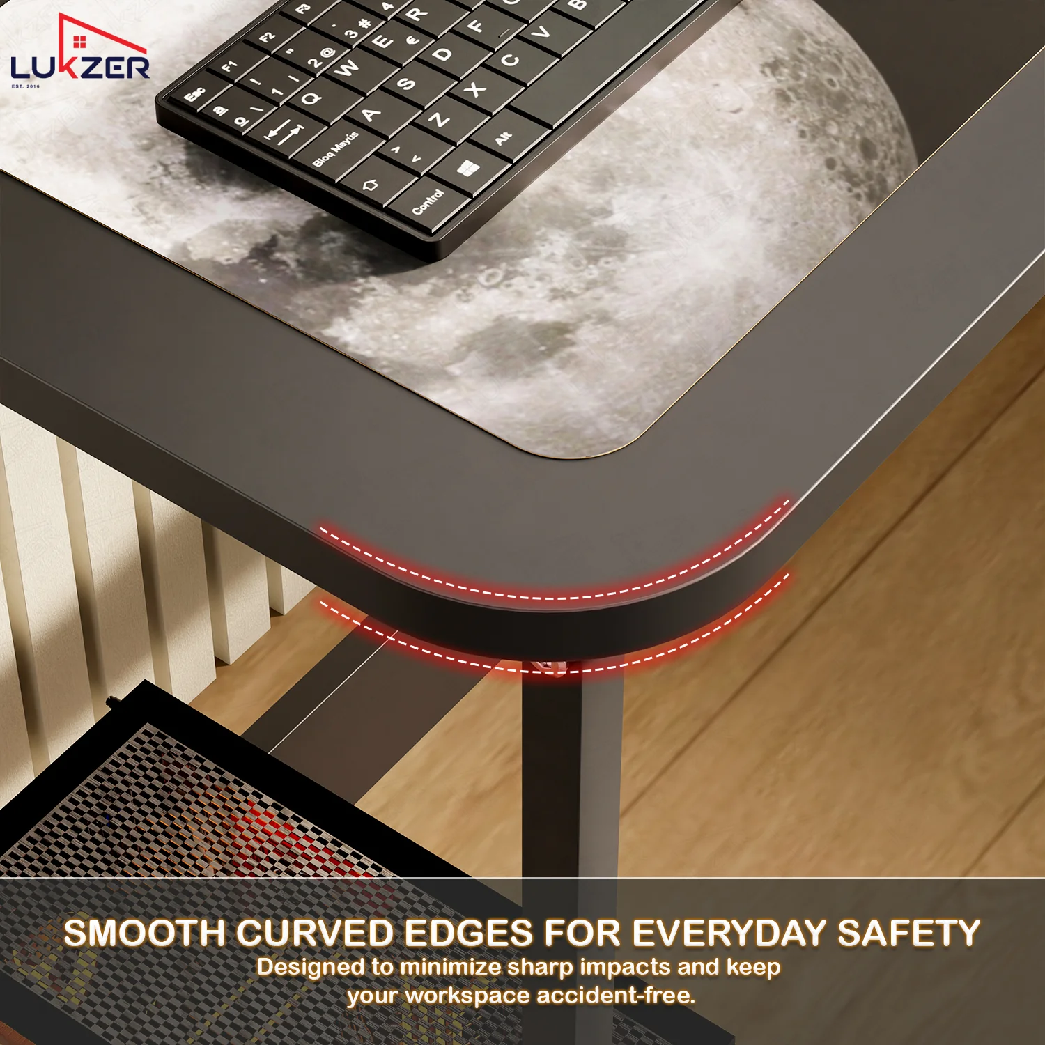 Lukzer Engineered Wood L-Shaped Corner Study and Computer Table for Home or Office (MST-007) Black & Black - Image 3