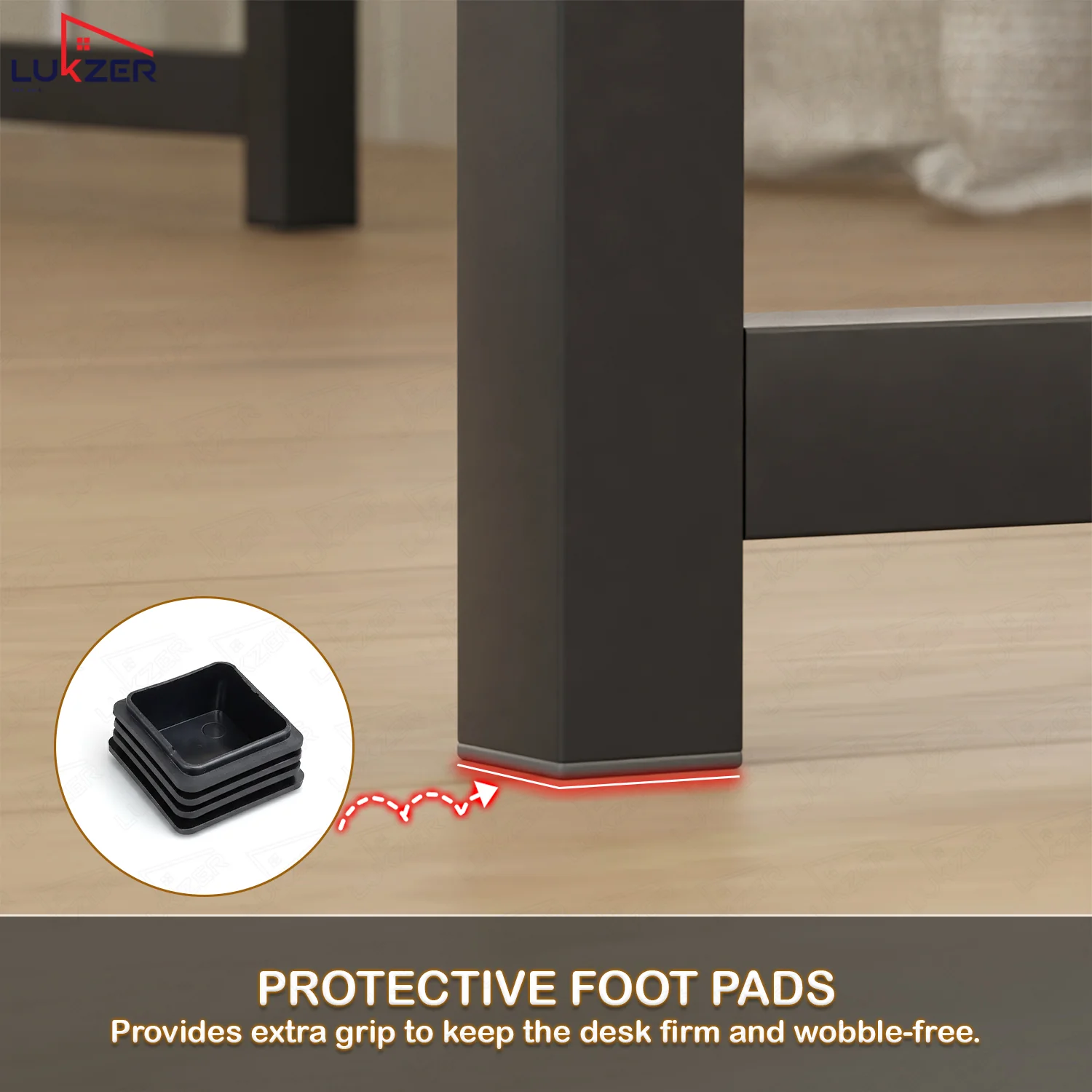 Lukzer Engineered Wood L-Shaped Corner Study and Computer Table for Home or Office (MST-007) Black & Black - Image 4