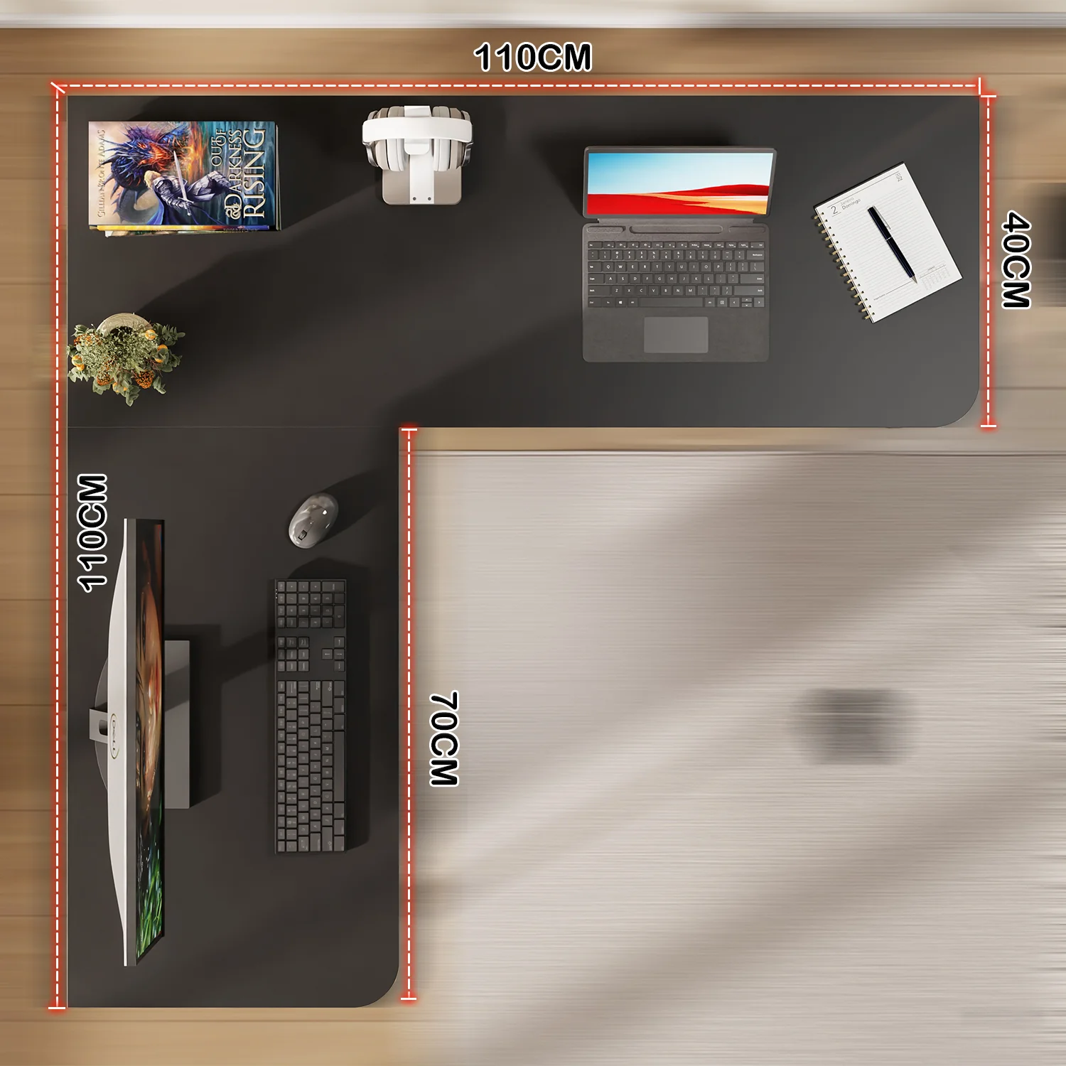 Lukzer Engineered Wood L-Shaped Corner Study and Computer Table for Home or Office (MST-007) Black & Black - Image 5