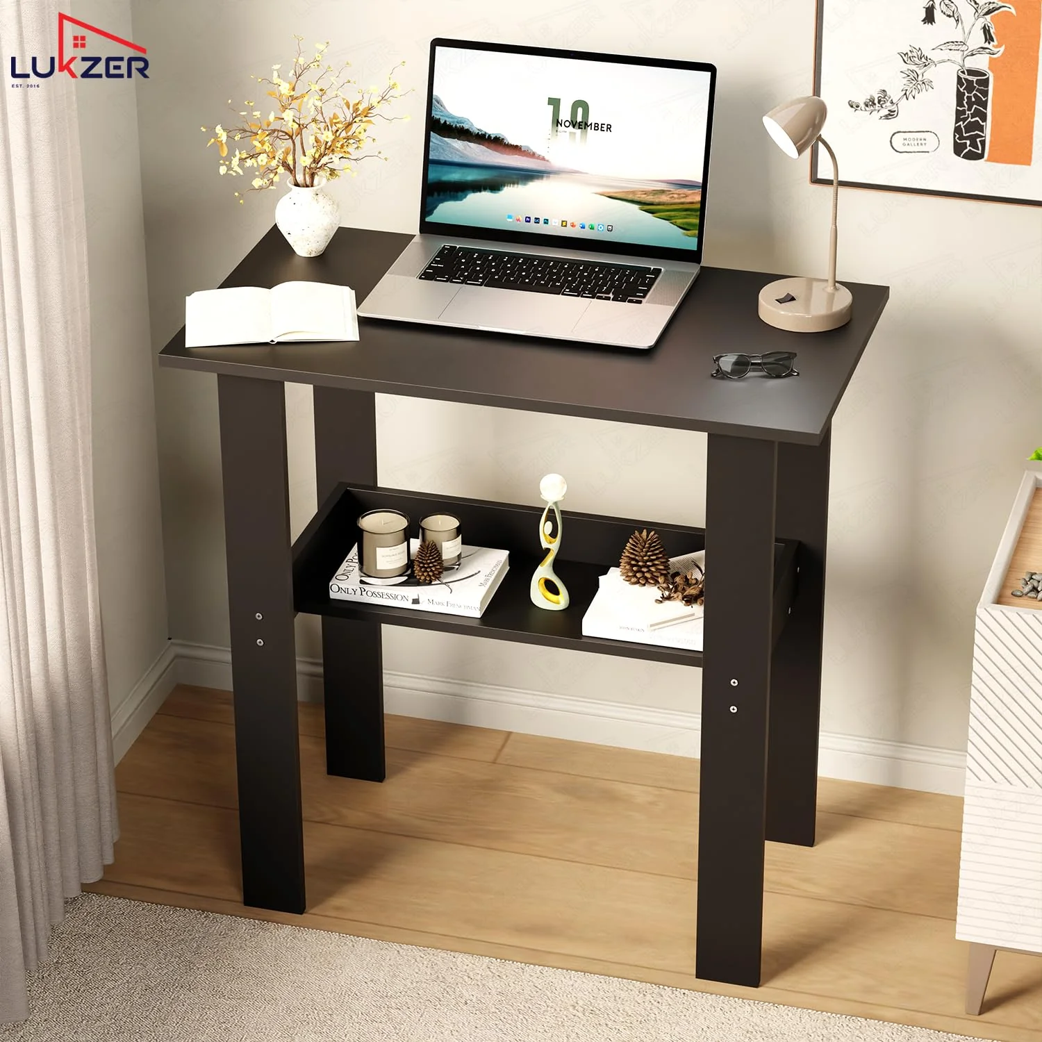 Lukzer Engineered Wood Kids Study Table with Open Shelf (ST-004S/Black) - Image 3