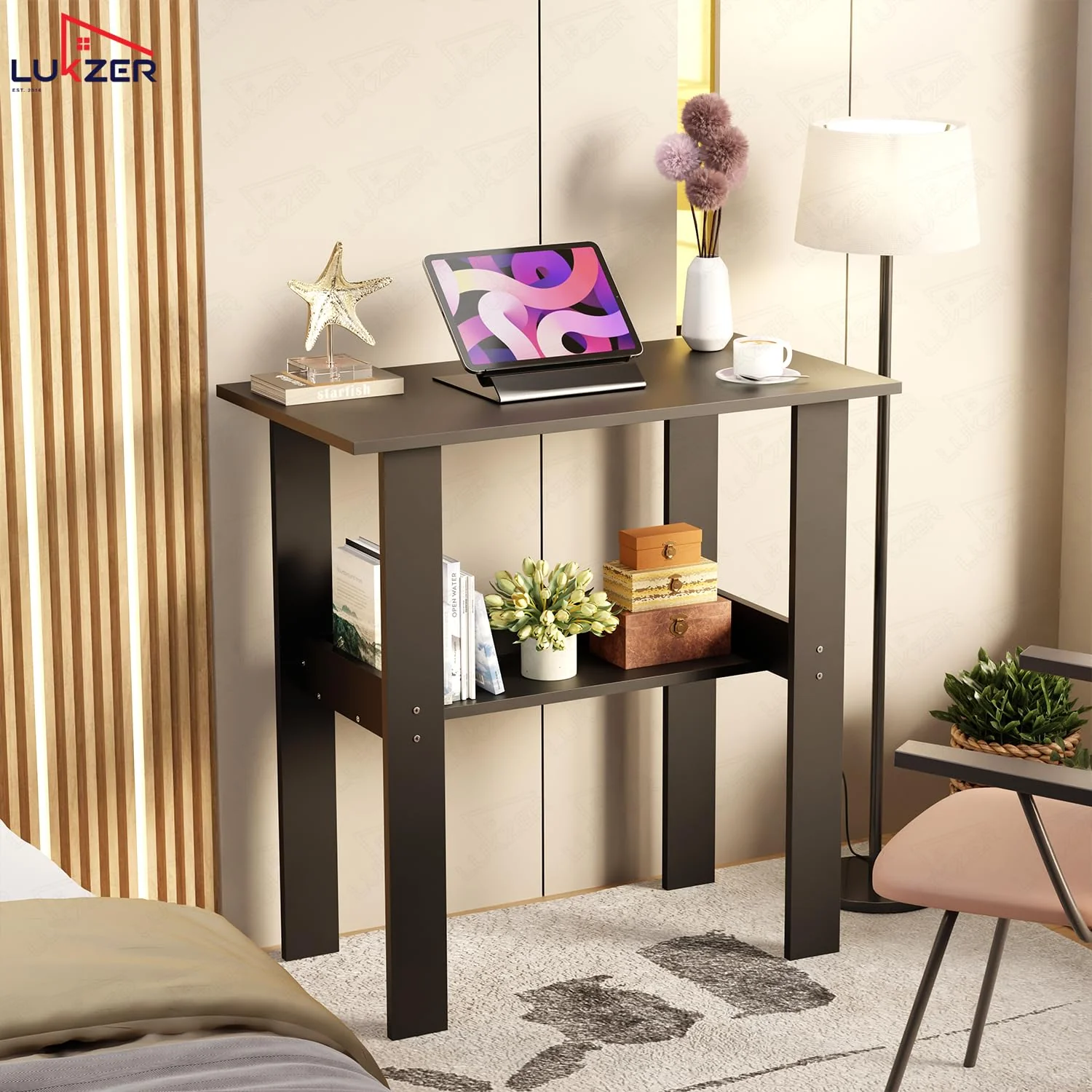 Lukzer Engineered Wood Kids Study Table with Open Shelf (ST-004S/Black) - Image 7