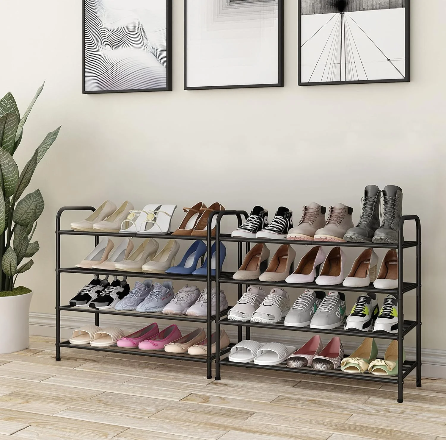Lukzer Metal 4 Layer Shoe Rack Organizer (Black) - Image 5
