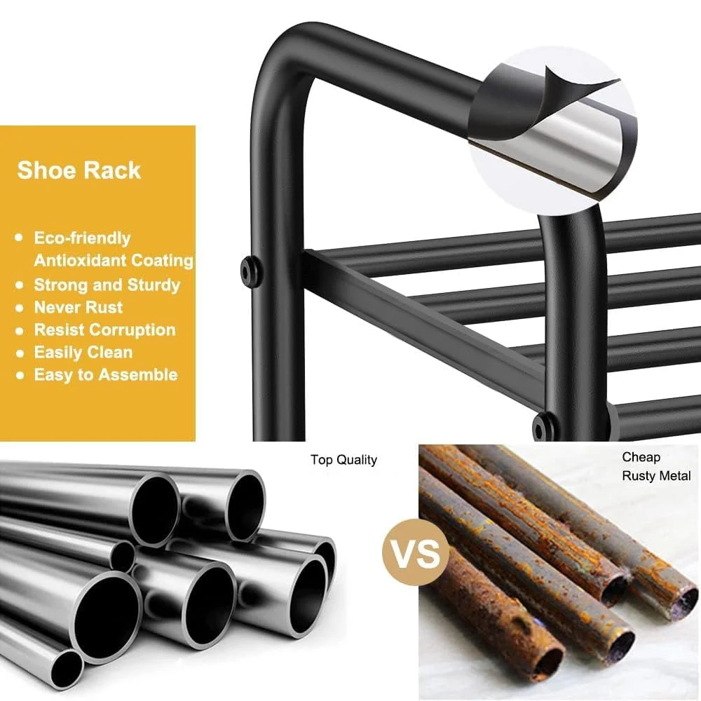 Lukzer Metal 5 Layer Shoe Rack Organizer (Black) - Image 5