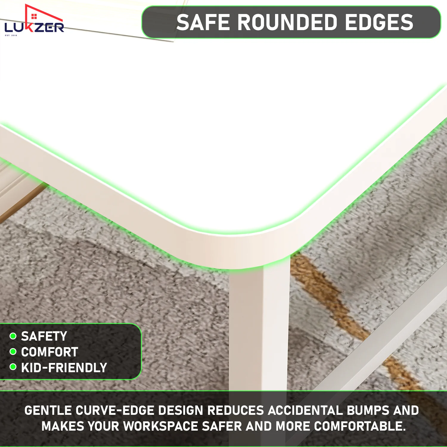 Lukzer X-Support Metal Frame & Engineered Wood Study Table for Home & Office (MST-008) white & white - Image 5