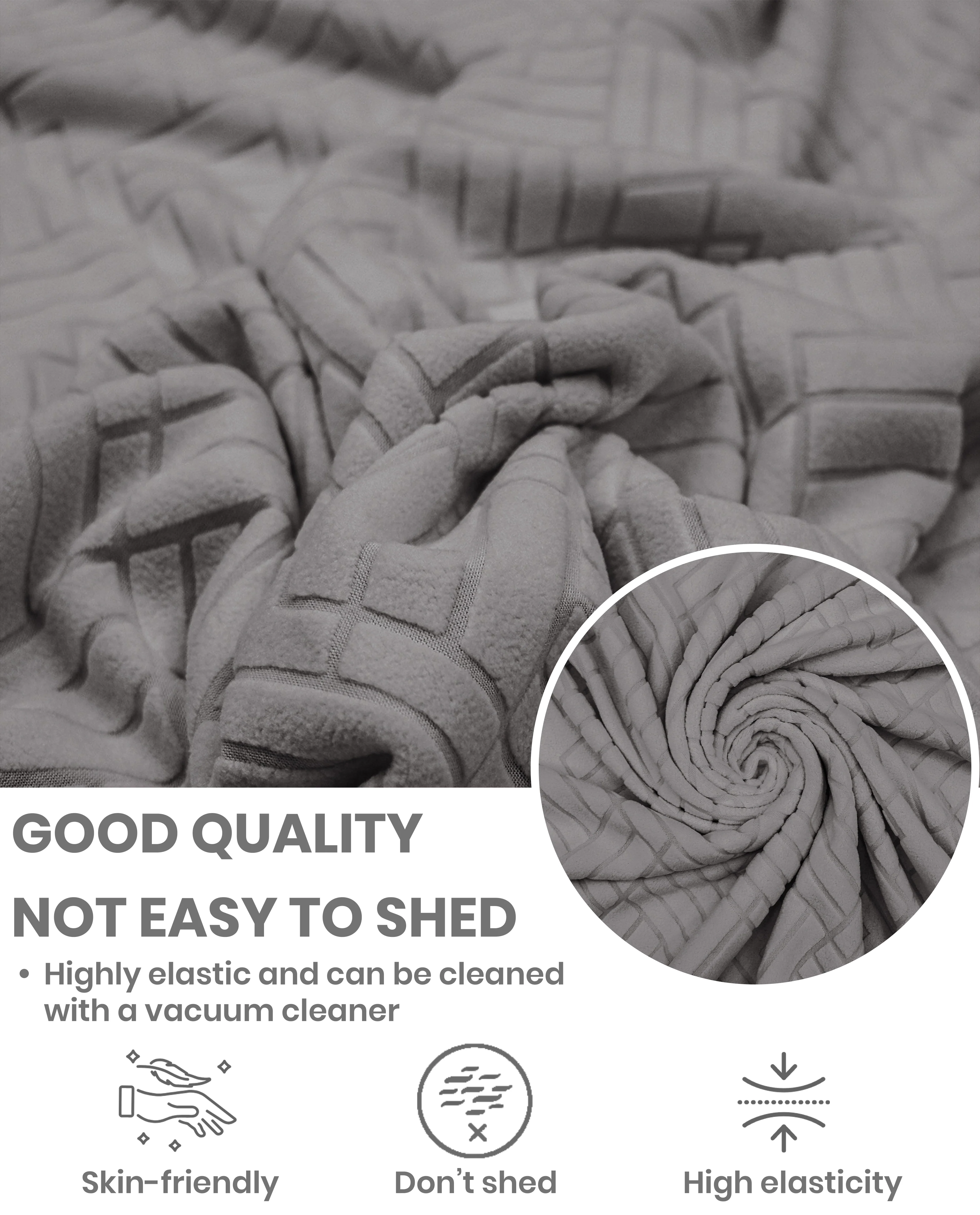 Lukzer Pastel Shades Textured Sofa Cover - Dark Grey Abstract (SC-171-01) - Image 6