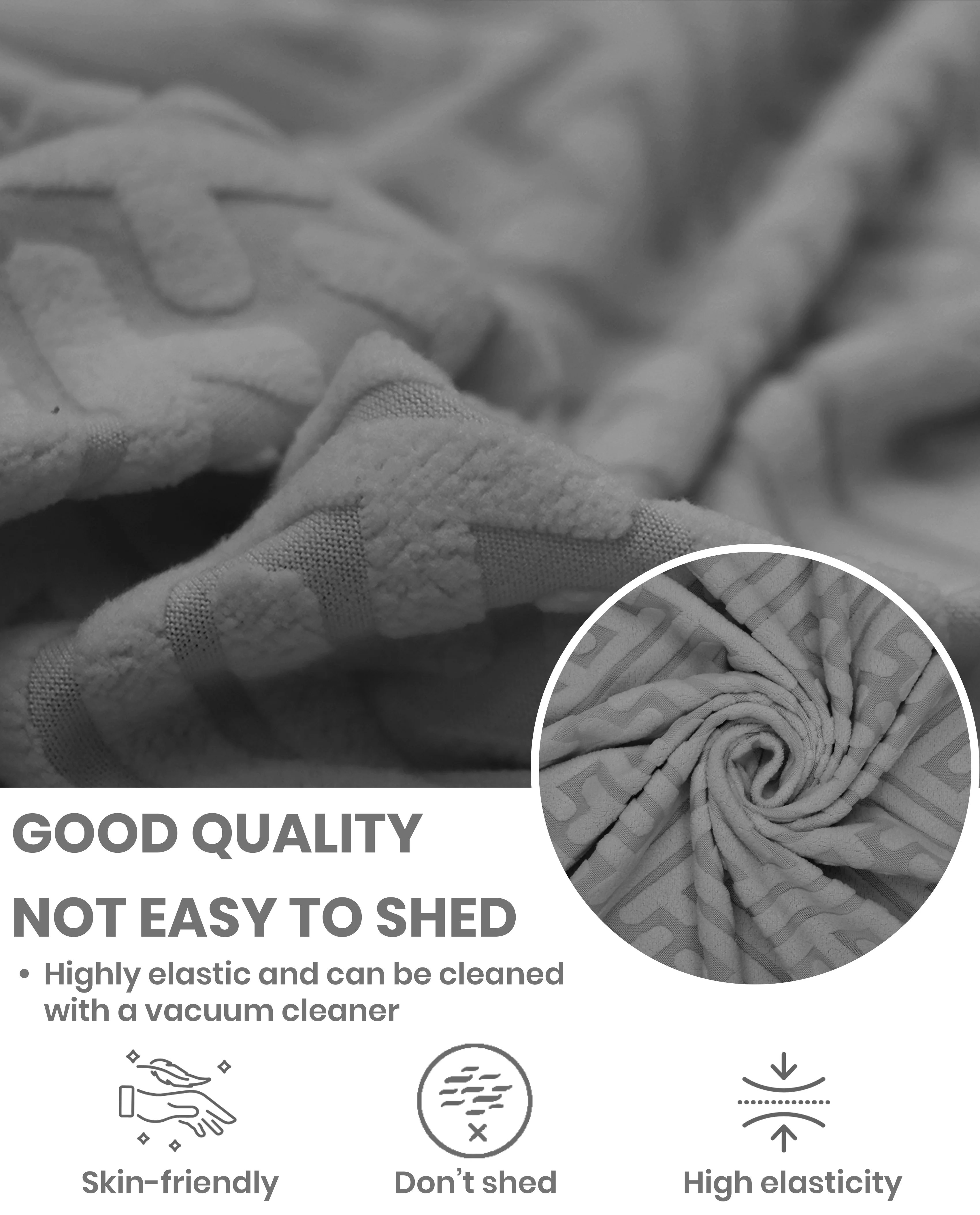 Lukzer Pastel Shades Textured Sofa Cover Dark Grey Grid Maze (SC-104-01) - Image 6