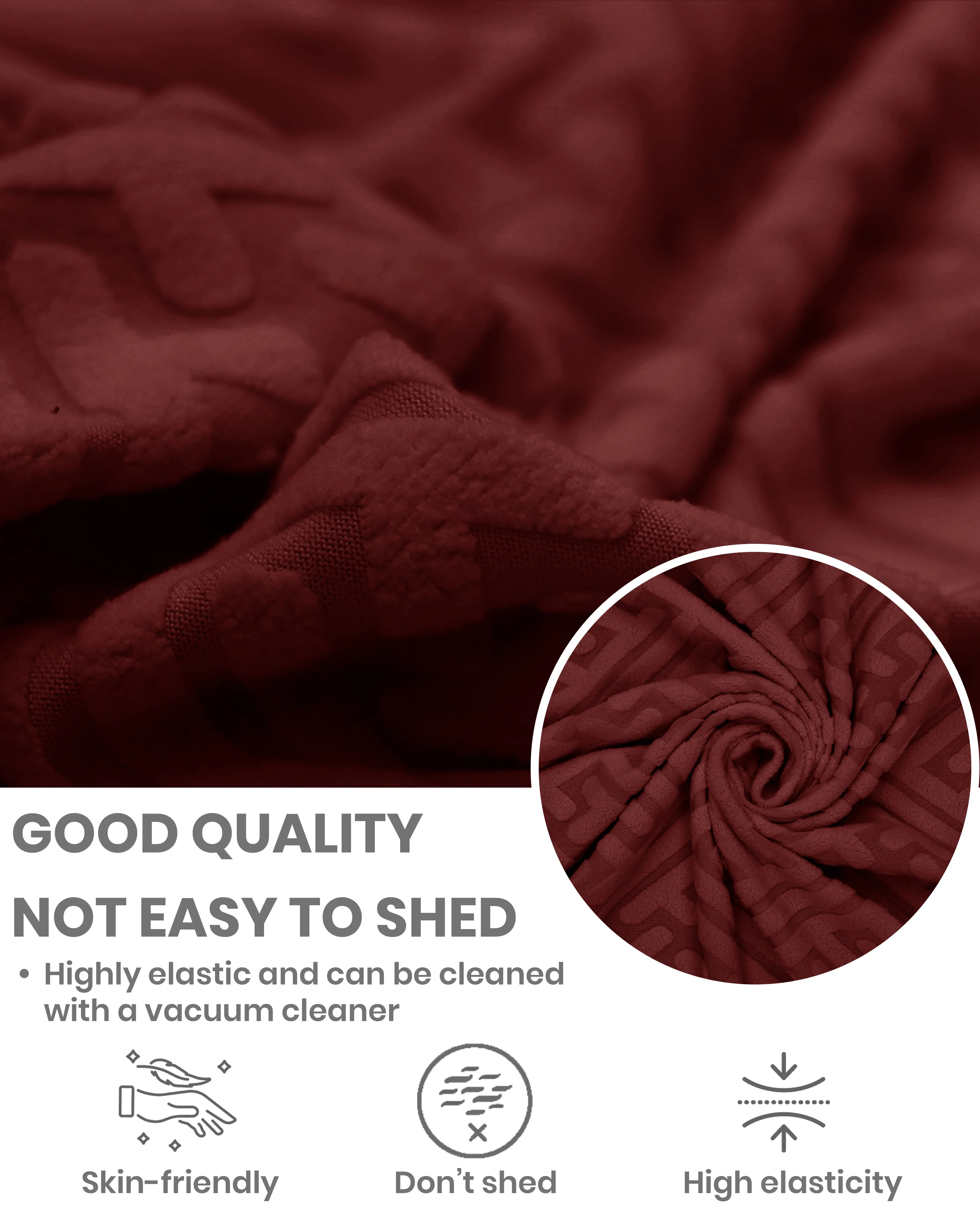 Lukzer Pastel Shades Textured Sofa Cover Deep Maroon Grid Maze (SC-109-01) - Image 6