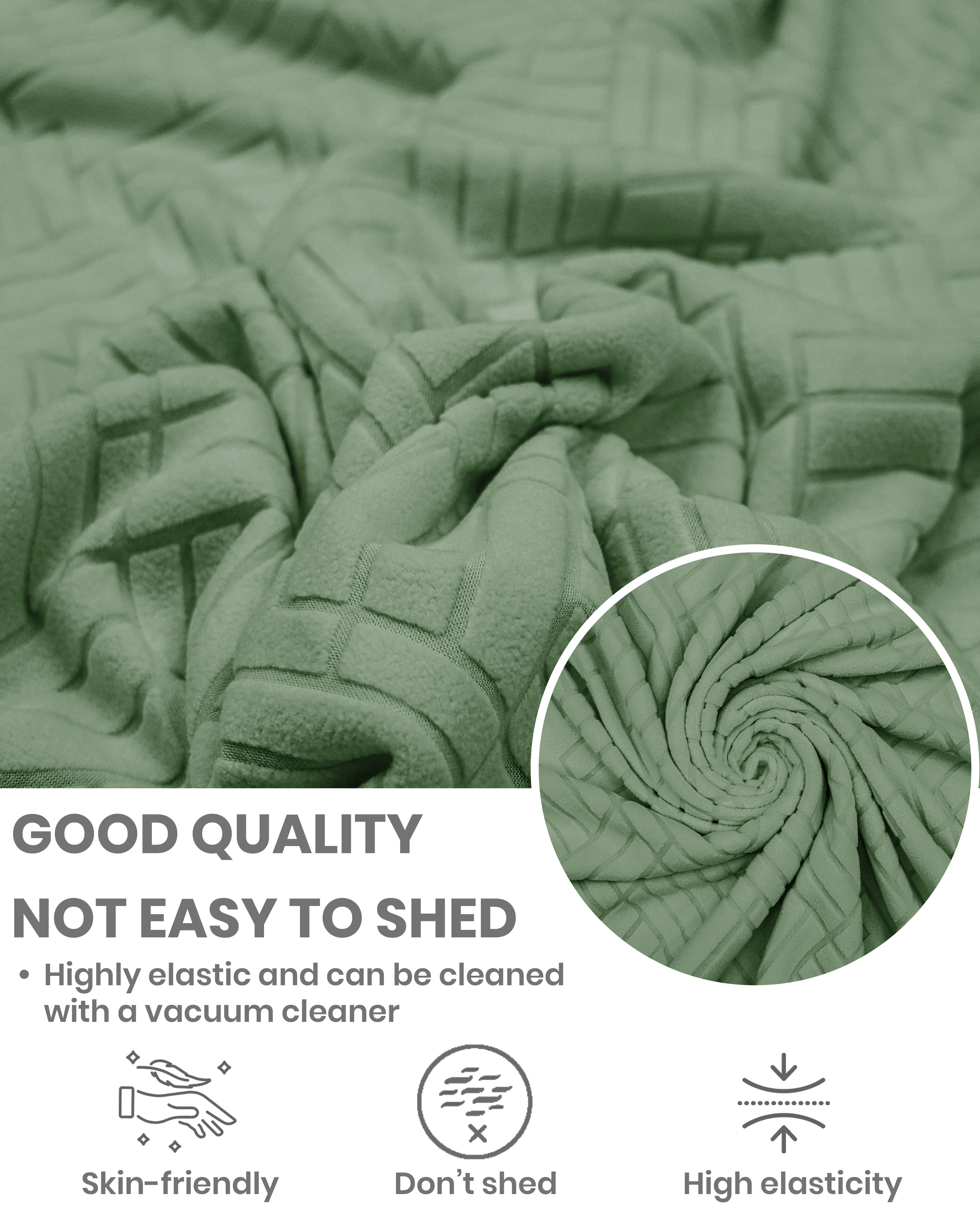 Lukzer Pastel Shades Textured Sofa Cover - Green Abstract (SC-167-01) - Image 6