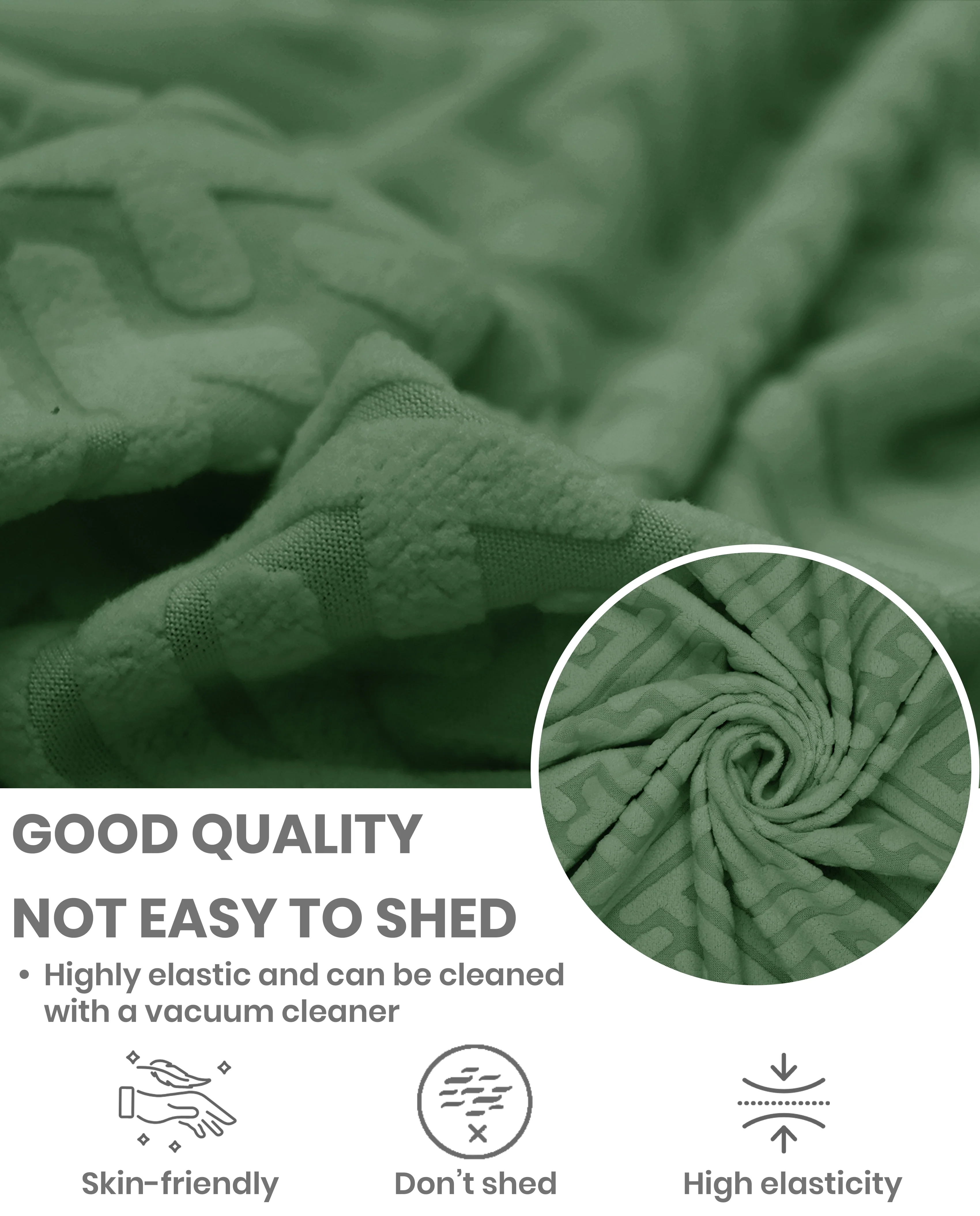 Lukzer Pastel Shades Textured Sofa Cover  Green Grid Maze (SC-107-01) - Image 6